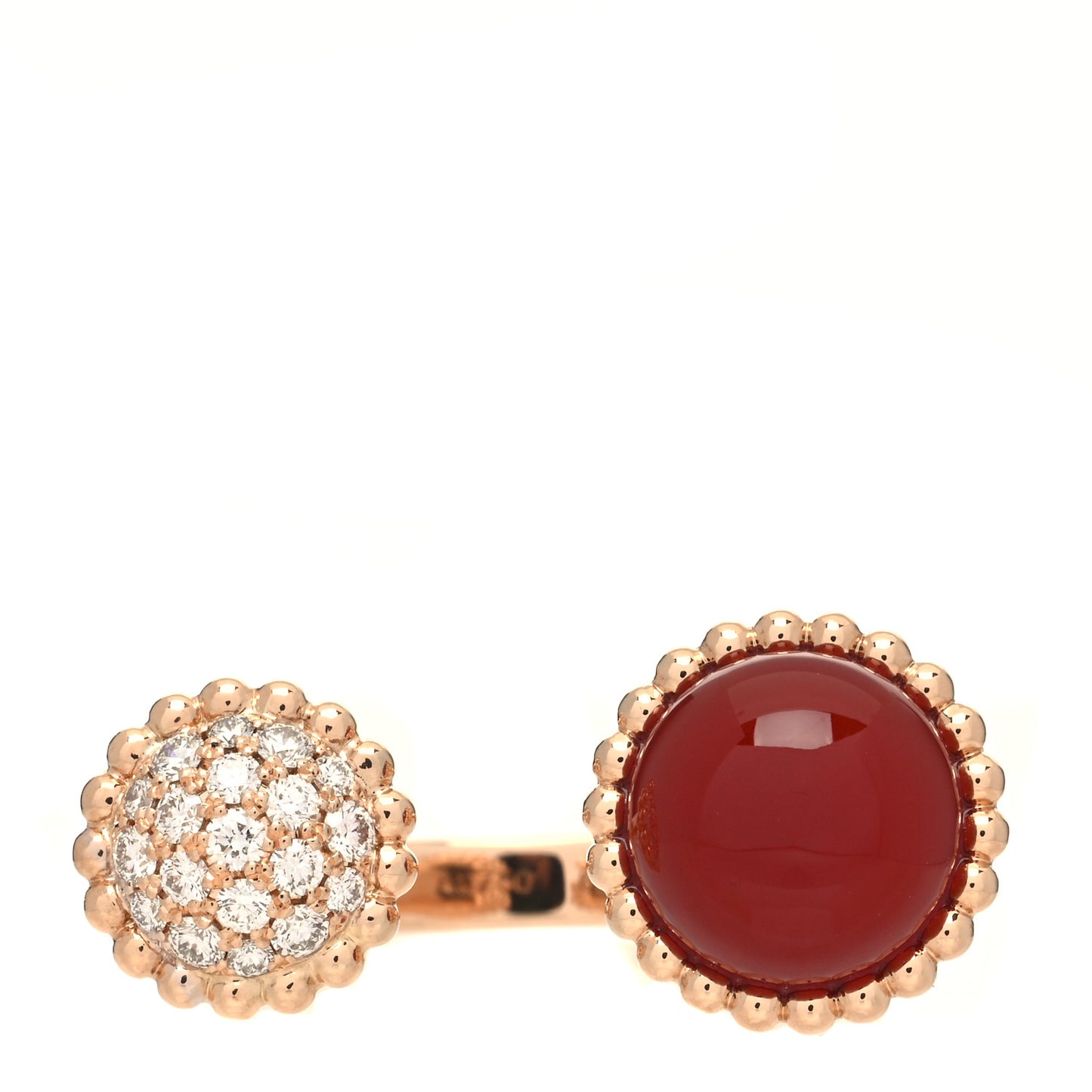 18K Rose Gold Diamond Carnelian Perlee Couleurs Between The Finger Ring 62 10