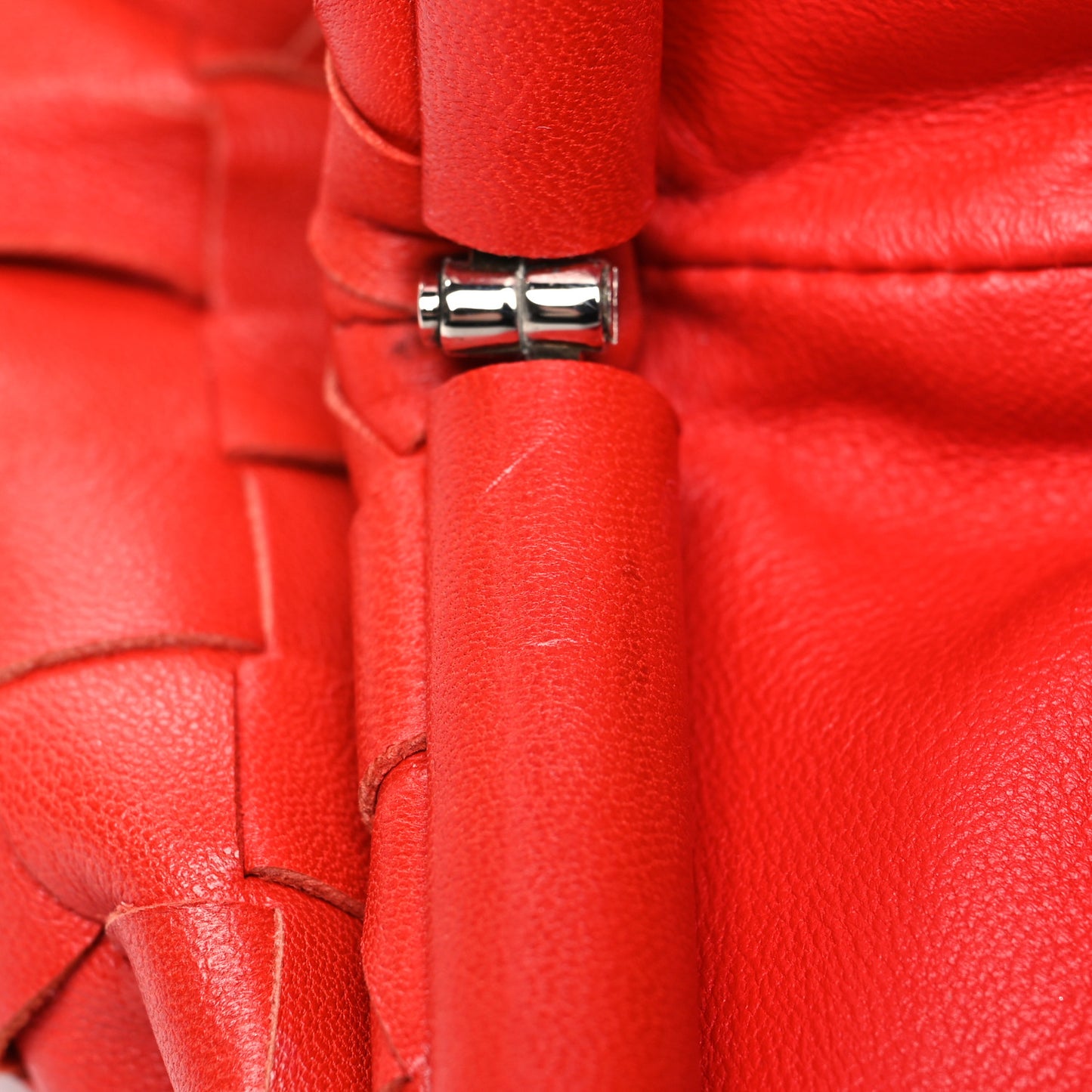 Nappa Maxi Intrecciato The Pouch Oversized Clutch Bright Red