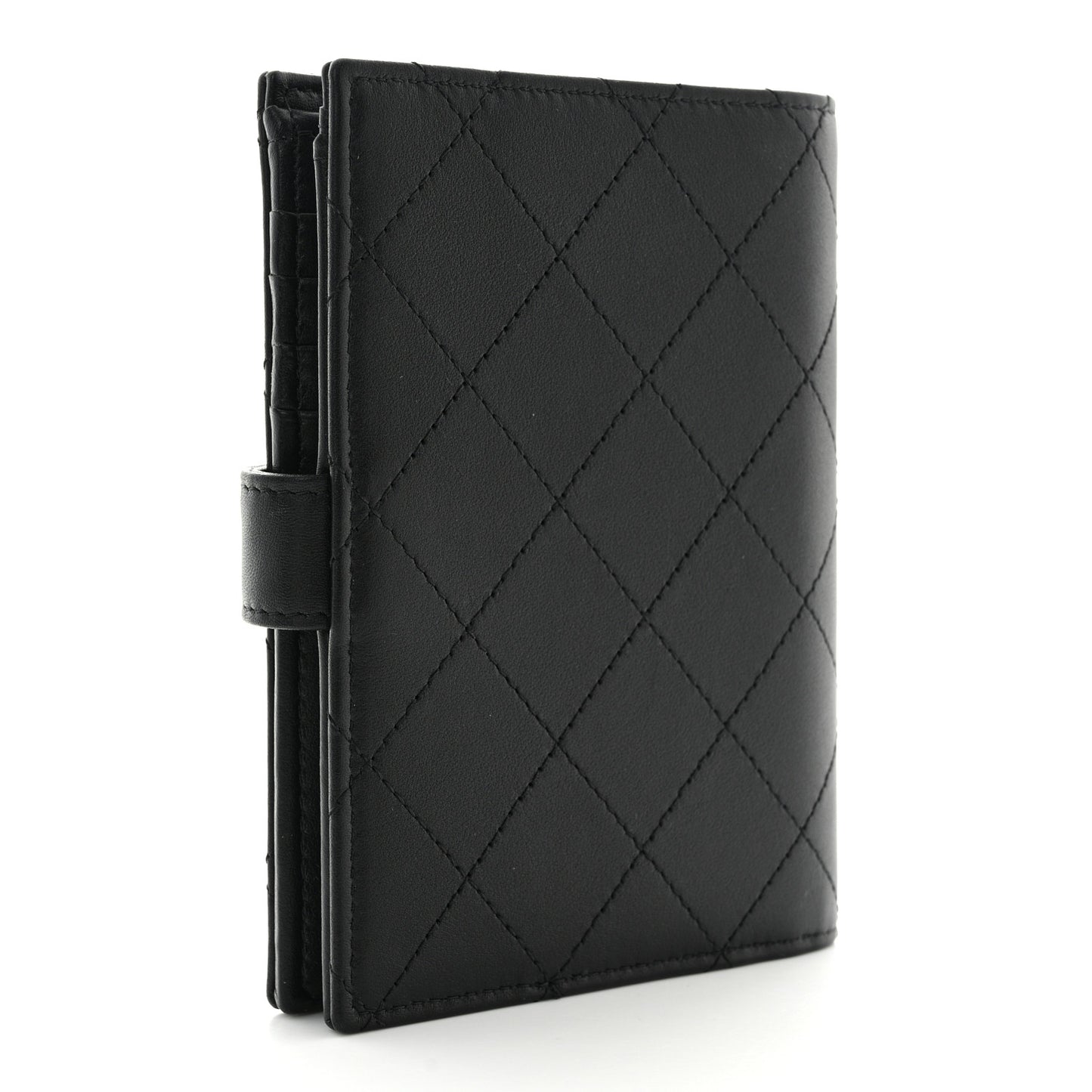 Grained Calfskin Quilted passport Holder Wallet So Black