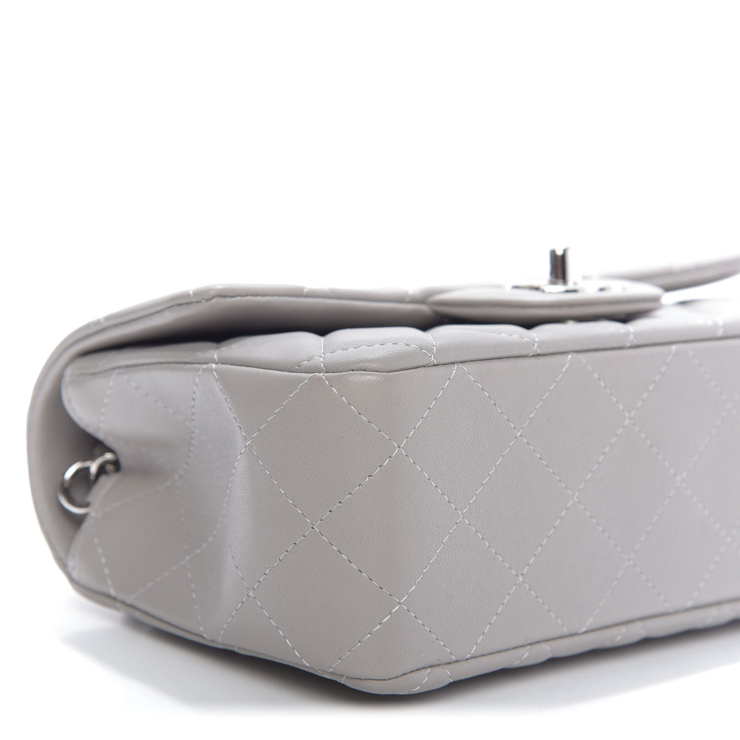 Lambskin Quilted Mini Rectangular Flap Grey