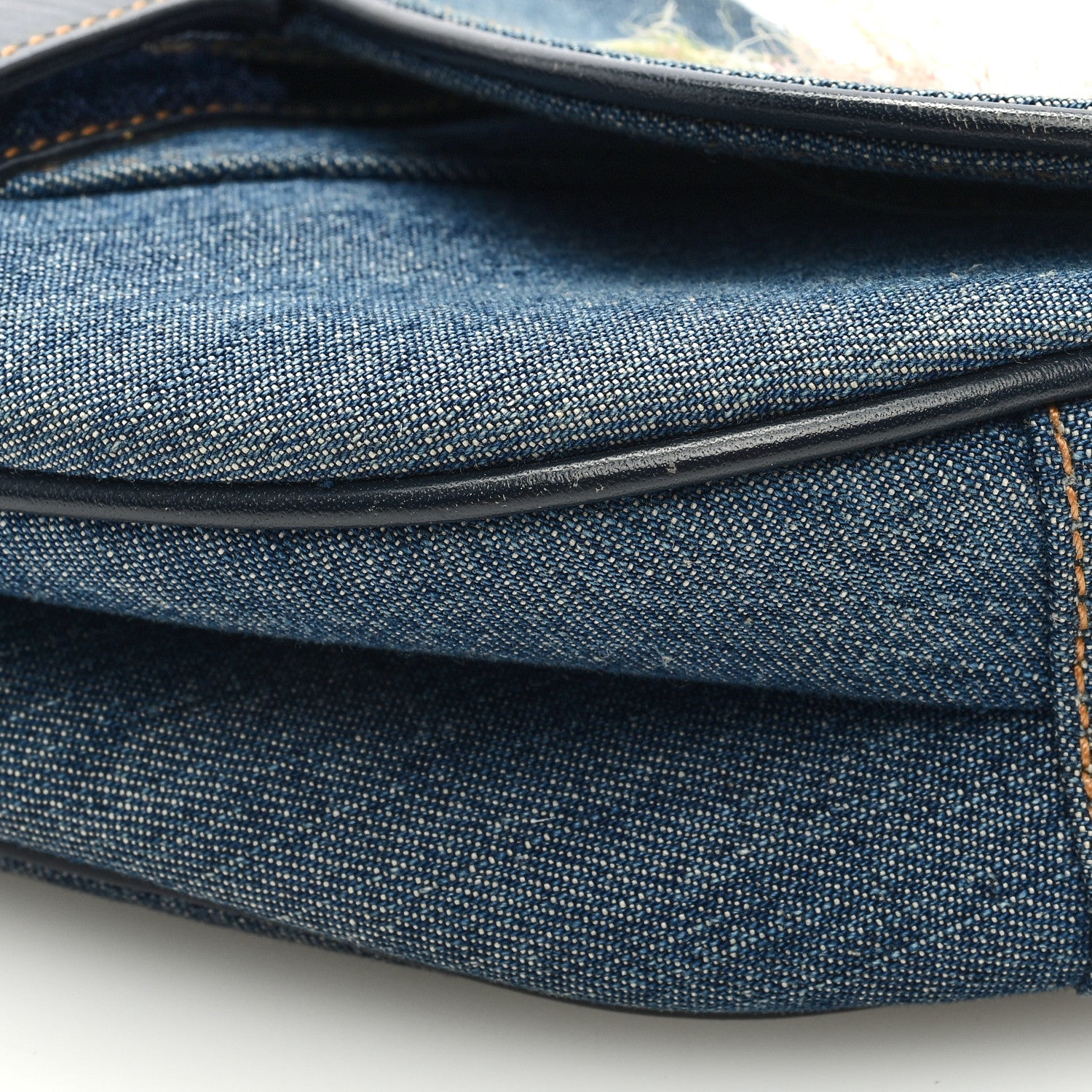 Christian Dior Denim Crystal Floral Embroidered Saddle Bag Multicolor 8 of 8