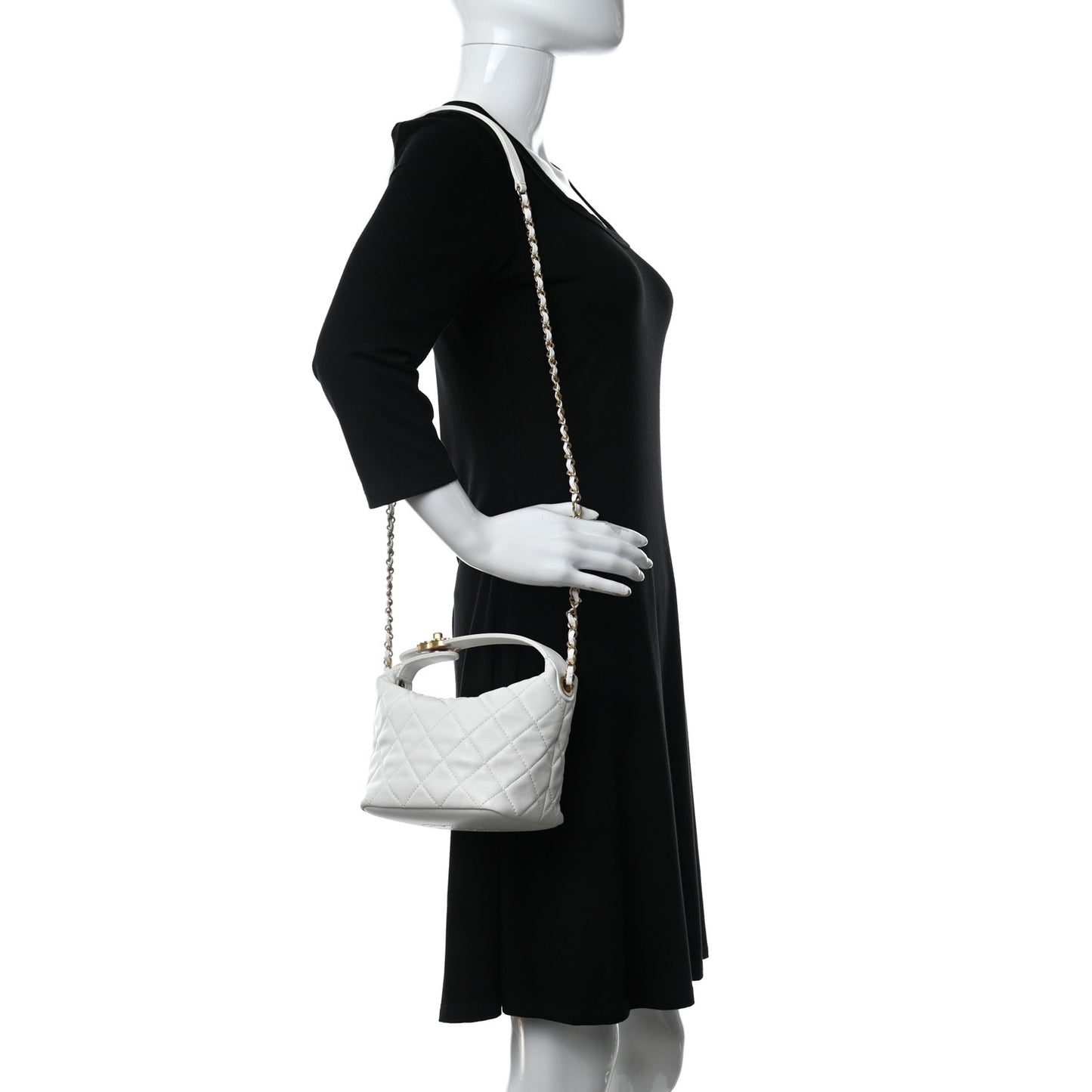 Lambskin Quilted Small Perfect Meeting Hobo White