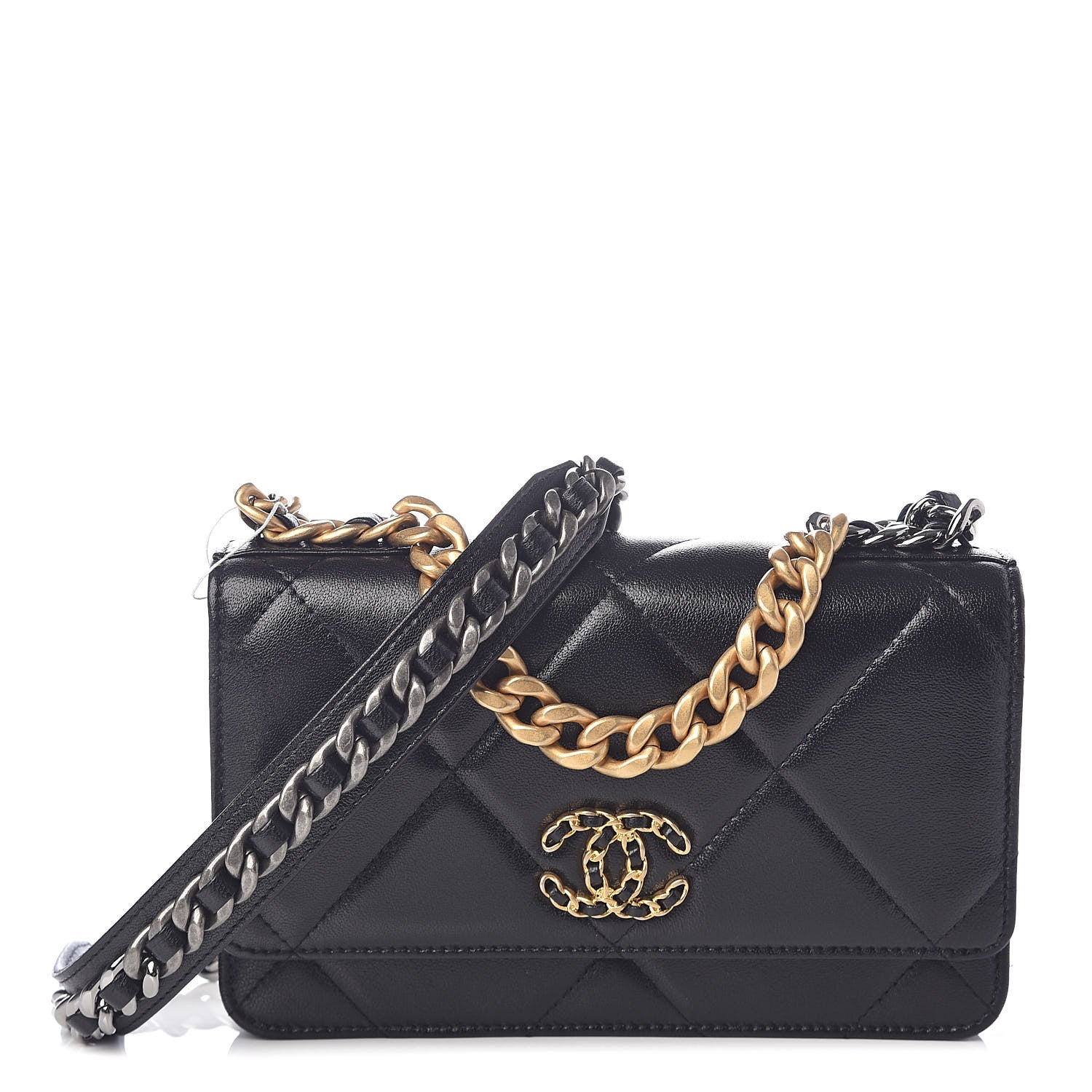 Chanel Lambskin Quilted 19 Wallet On Chain WOC Black 531282