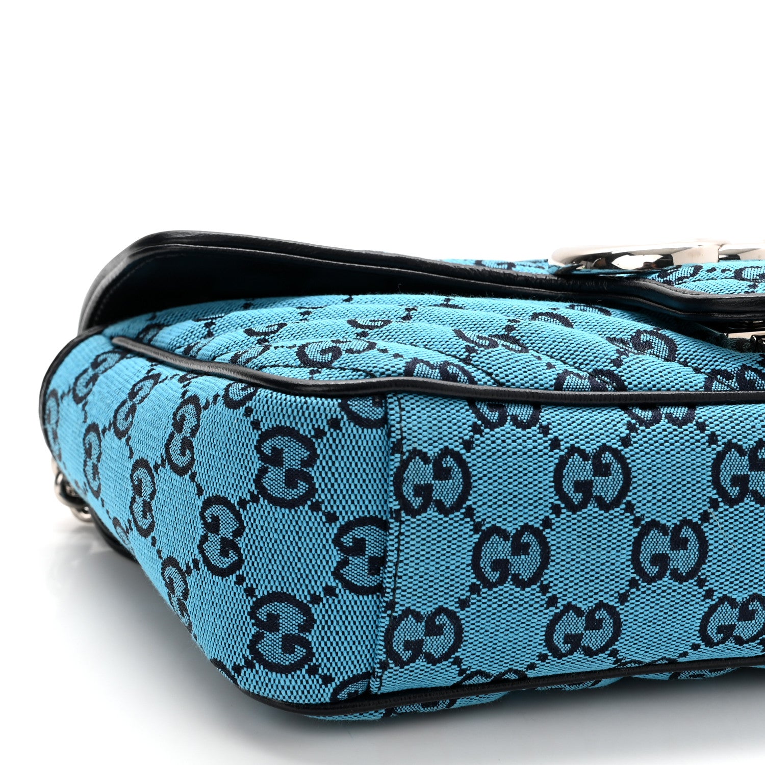 Gucci Monogram Multicolor Matelasse Diagonal Small GG Marmont Shoulder Bag Light Blue 9 of 10