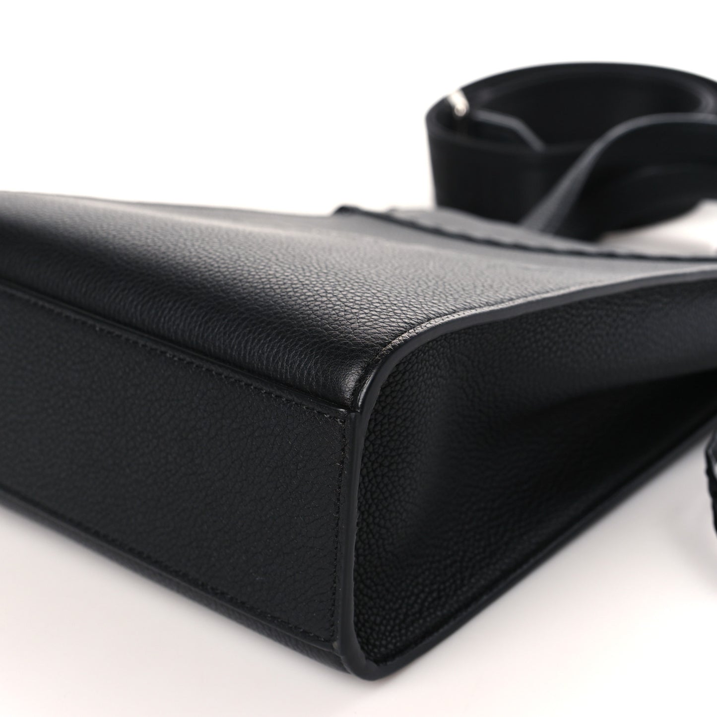 Vitello Cher Logo Embossed Mini Go To Shopper Tote Black