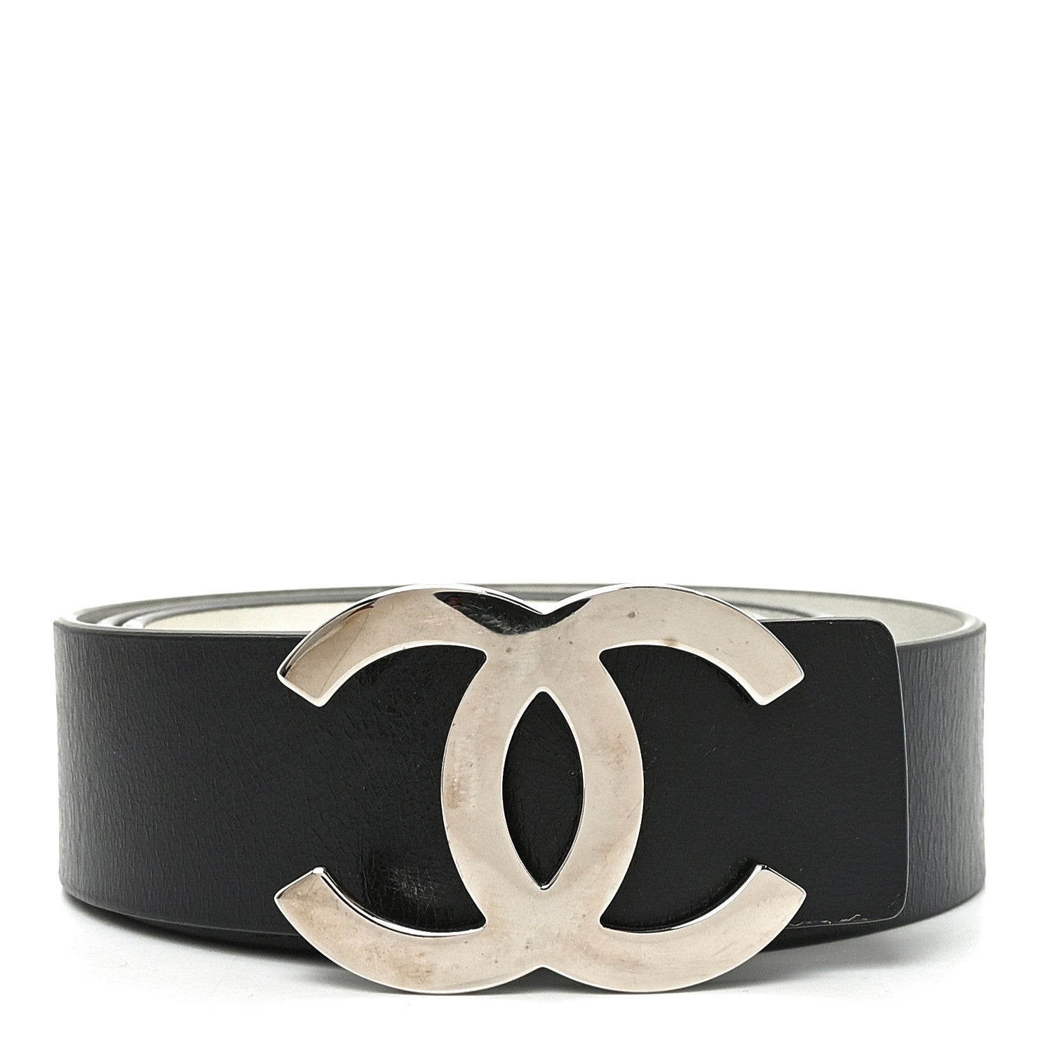 Chanel Calfskin CC Reversible Belt 85 34 Black White 1882454