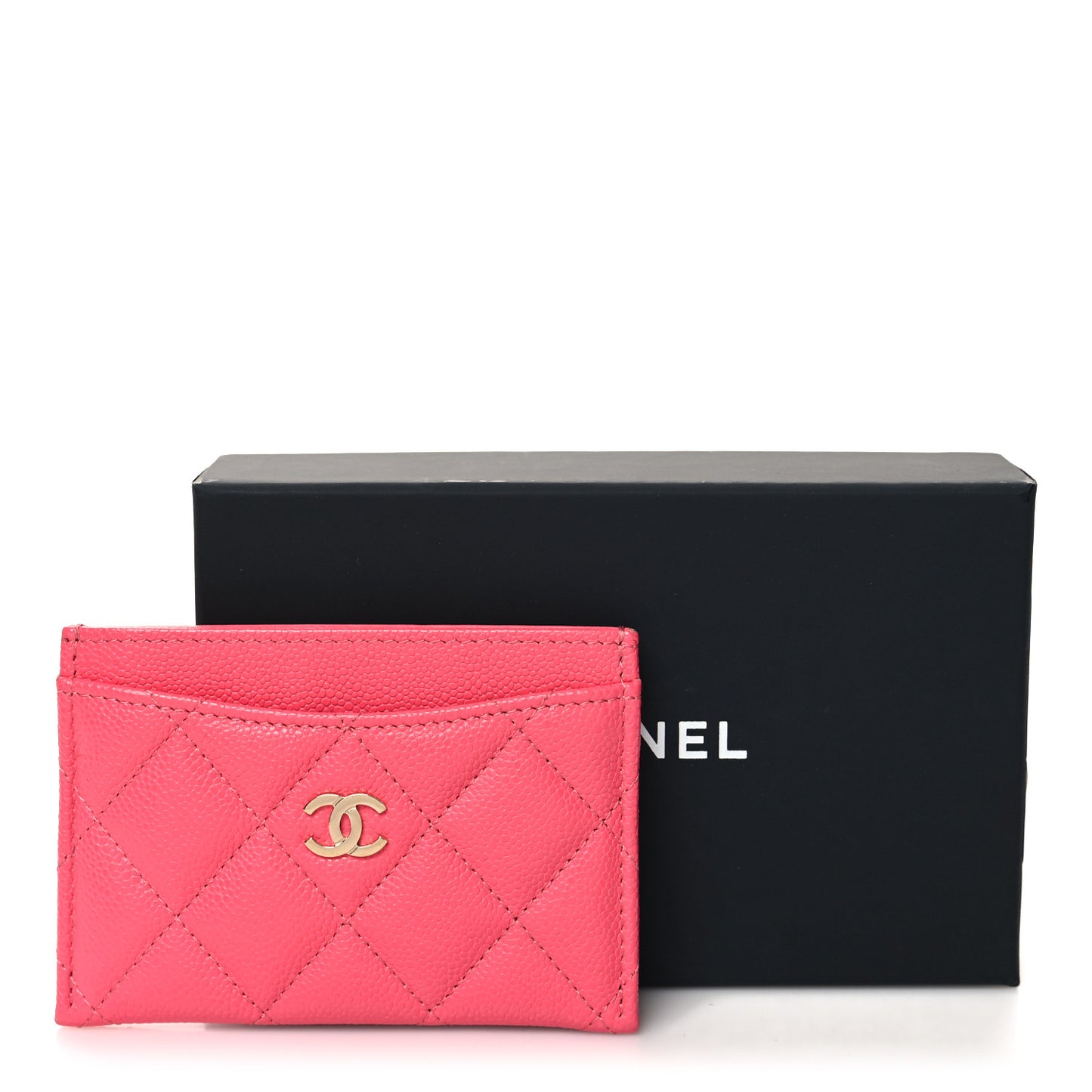Caviar Quilted Card Holder Pink