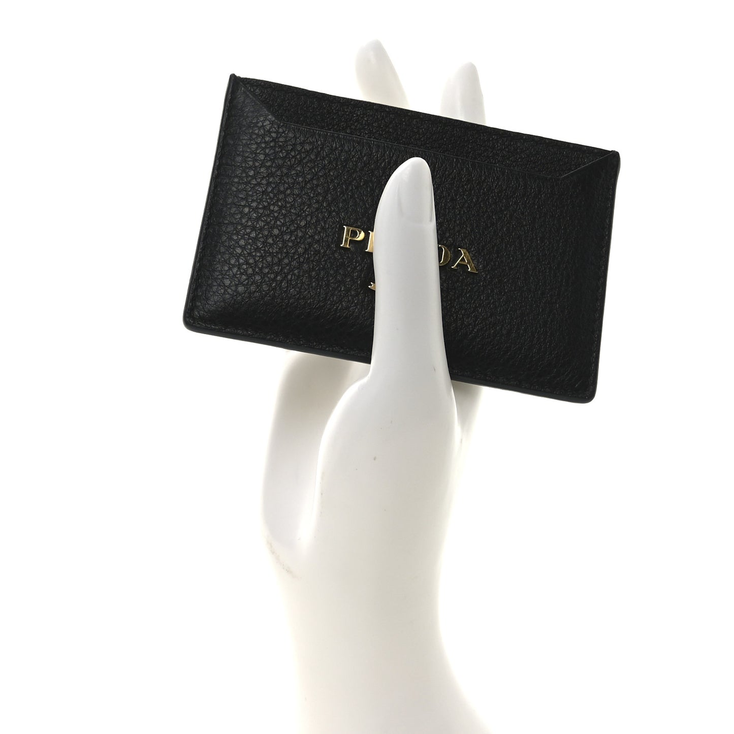 Vitello Grain Metal Card Holder Black