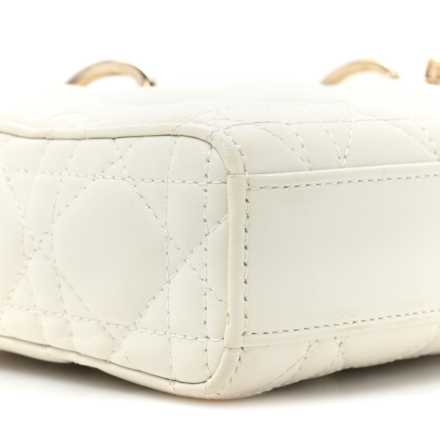 Lambskin Cannage Medium Lady D-Joy White