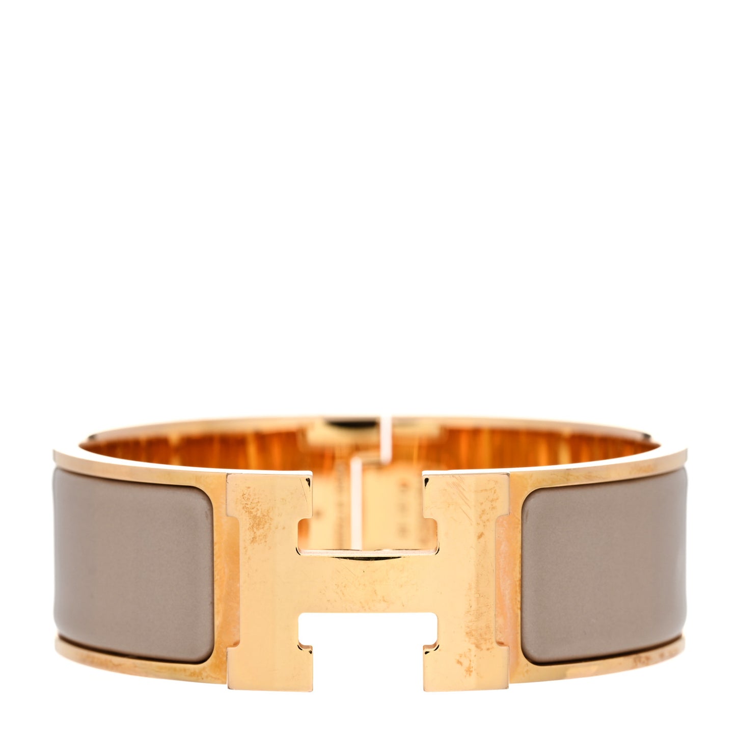 Enamel Wide Clic Clac H Bracelet GM Marron Glace