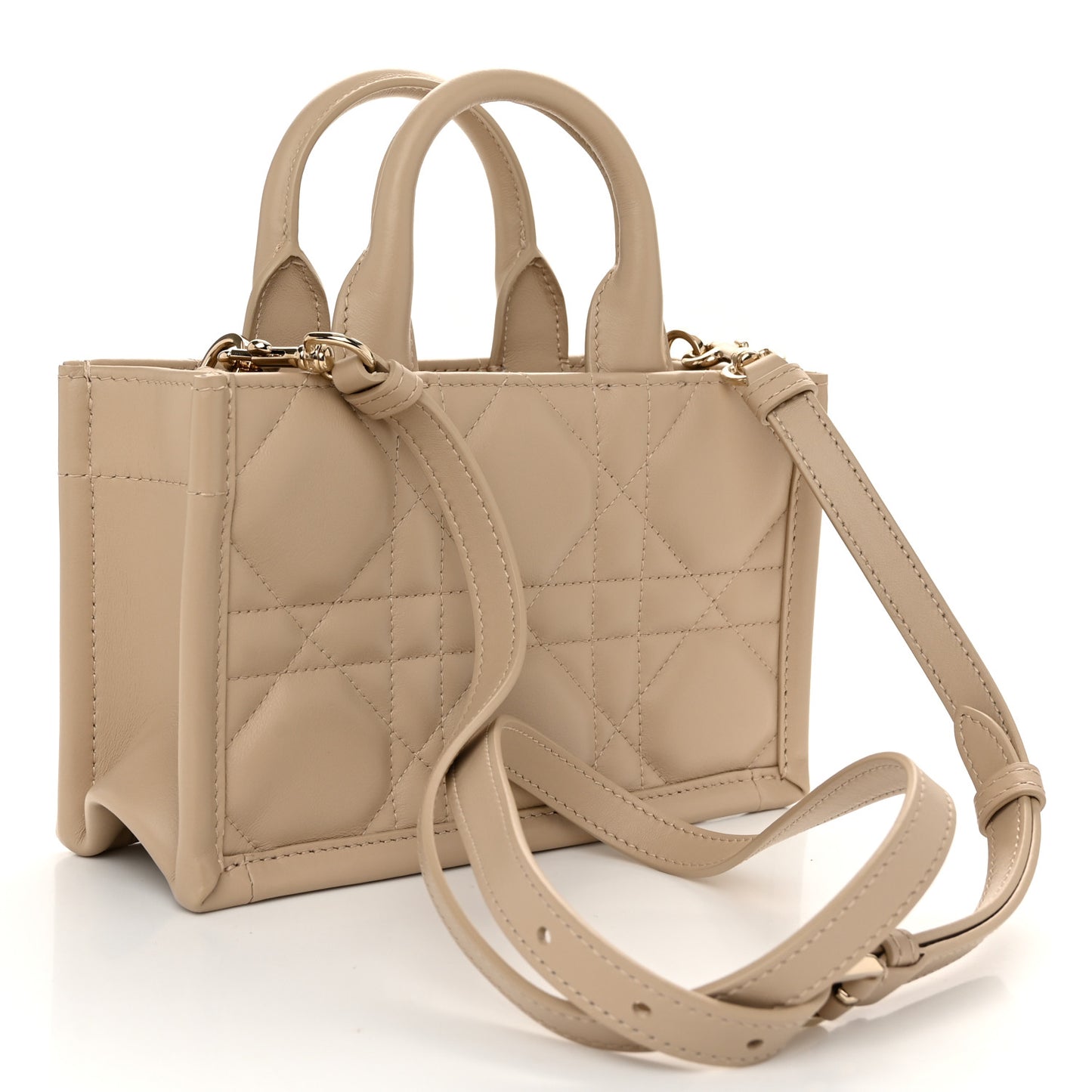 Calfskin Macrocannage Mini Book Tote Trench Beige