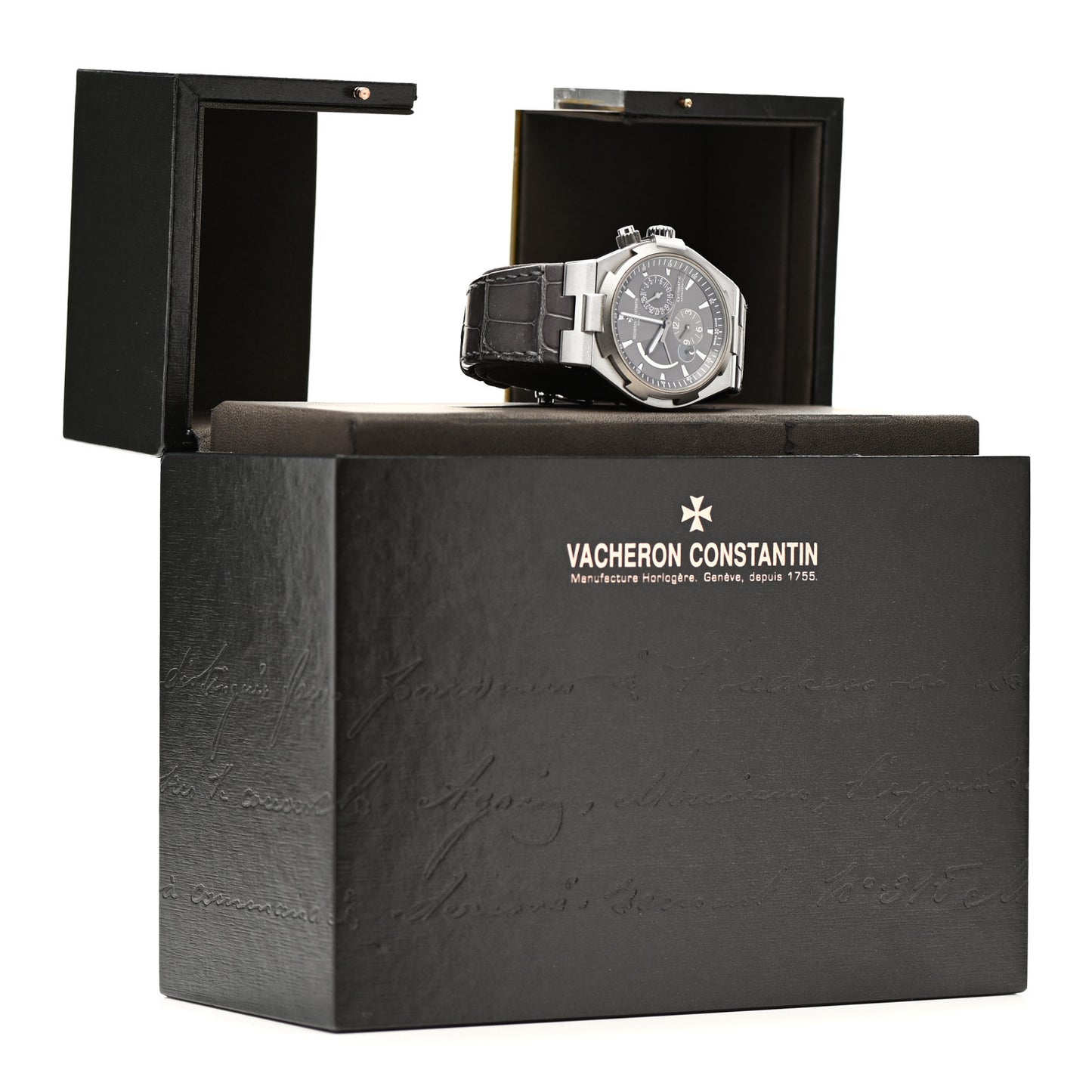 Stainless Steel Alligator 42mm Overseas Dual Time Automatic Watch Grey 47450/000W-9511