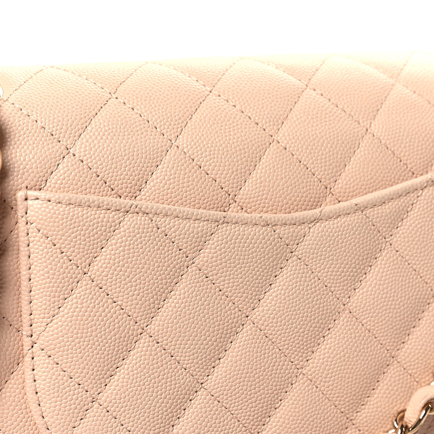Caviar Quilted Medium Double Flap Light Beige