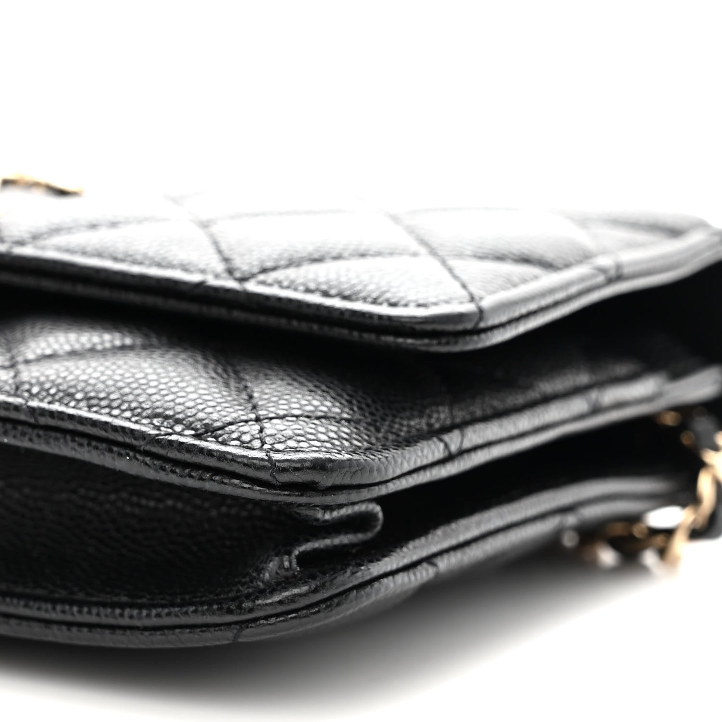 Caviar Quilted French New Wave Chain CC Wallet On Chain WOC Black