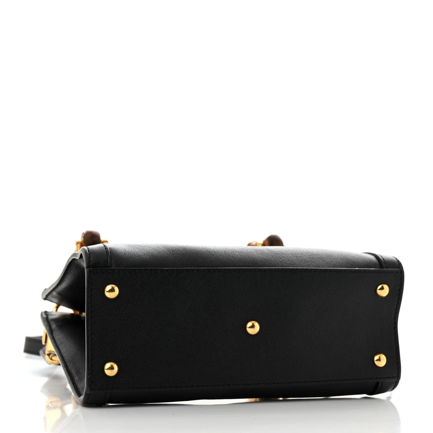 Wonka Grain Calfskin Mini Diana Tote Bag Black Yellow Fluo