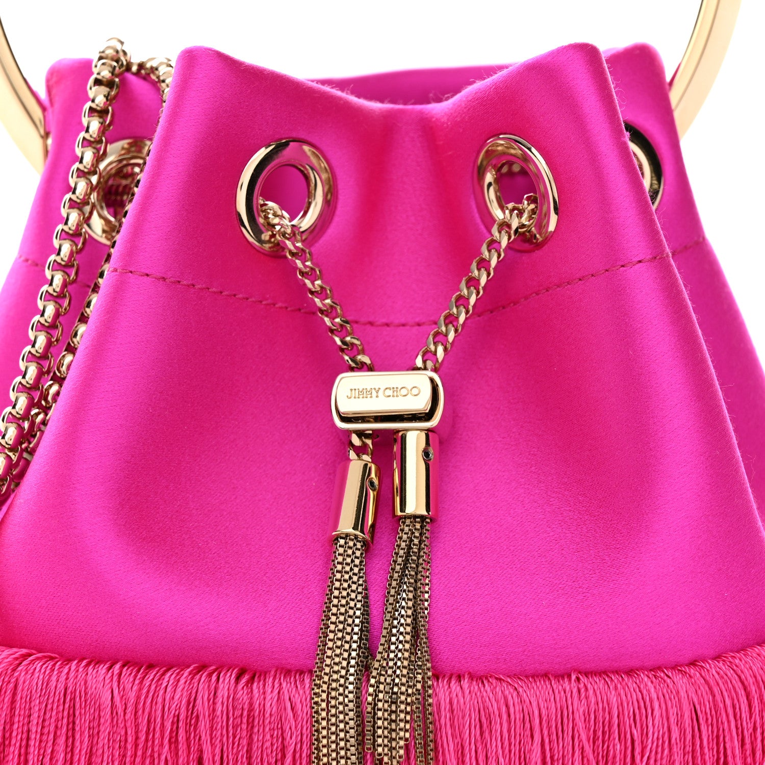 Jimmy Choo Satin Fringe Bon Bon Bag Fuchsia 9 of 12