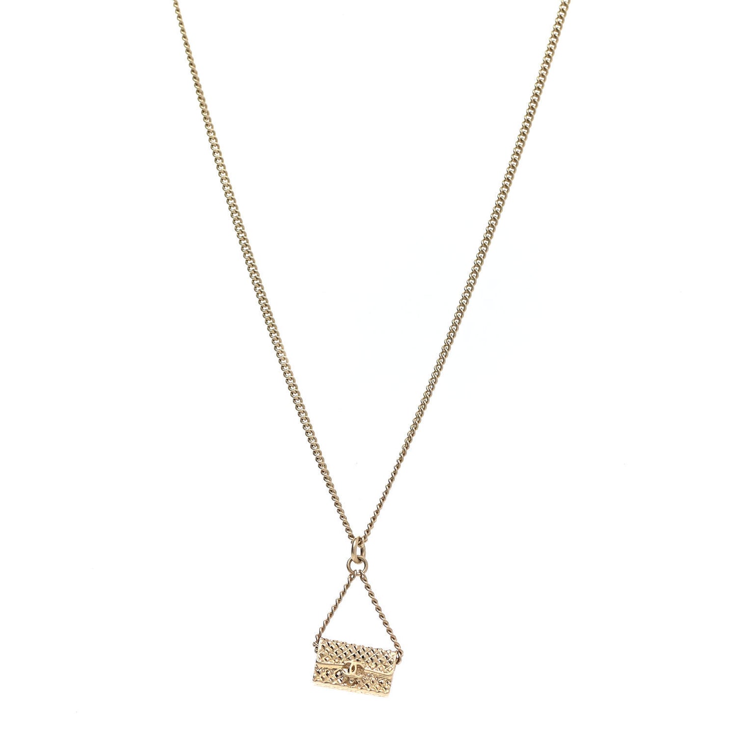 Metal Flap Bag Necklace Gold