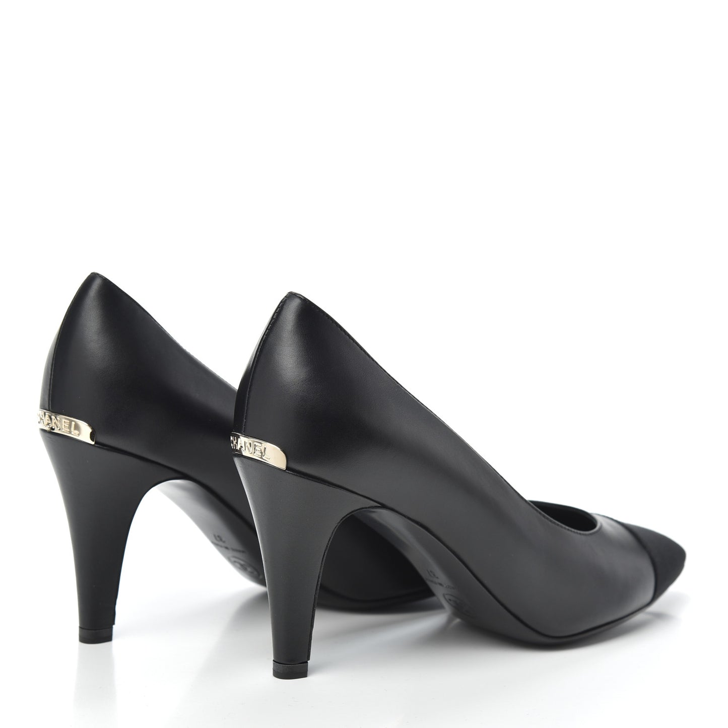 Iridescent Calfskin Grosgrain Cap Toe Pumps 37 Black