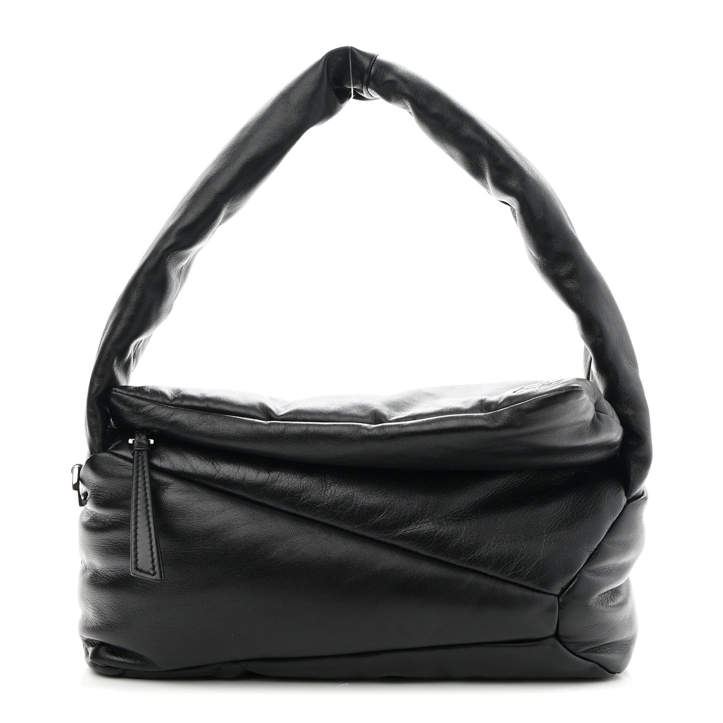 Shiny Nappa Puffer Puzzle Hobo Black