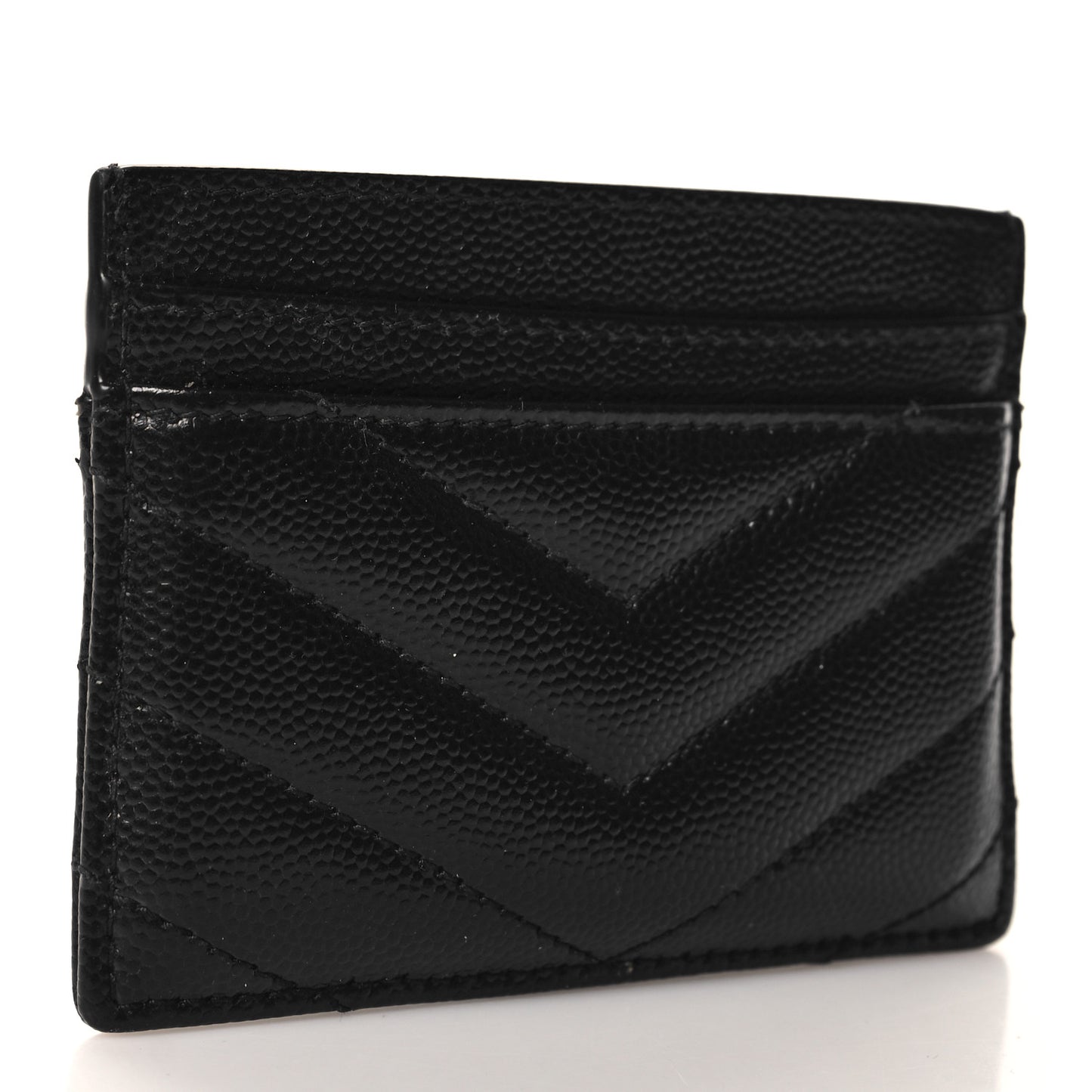 Grain De Poudre Matelasse Chevron Monochrome Monogram Credit Card Case Black
