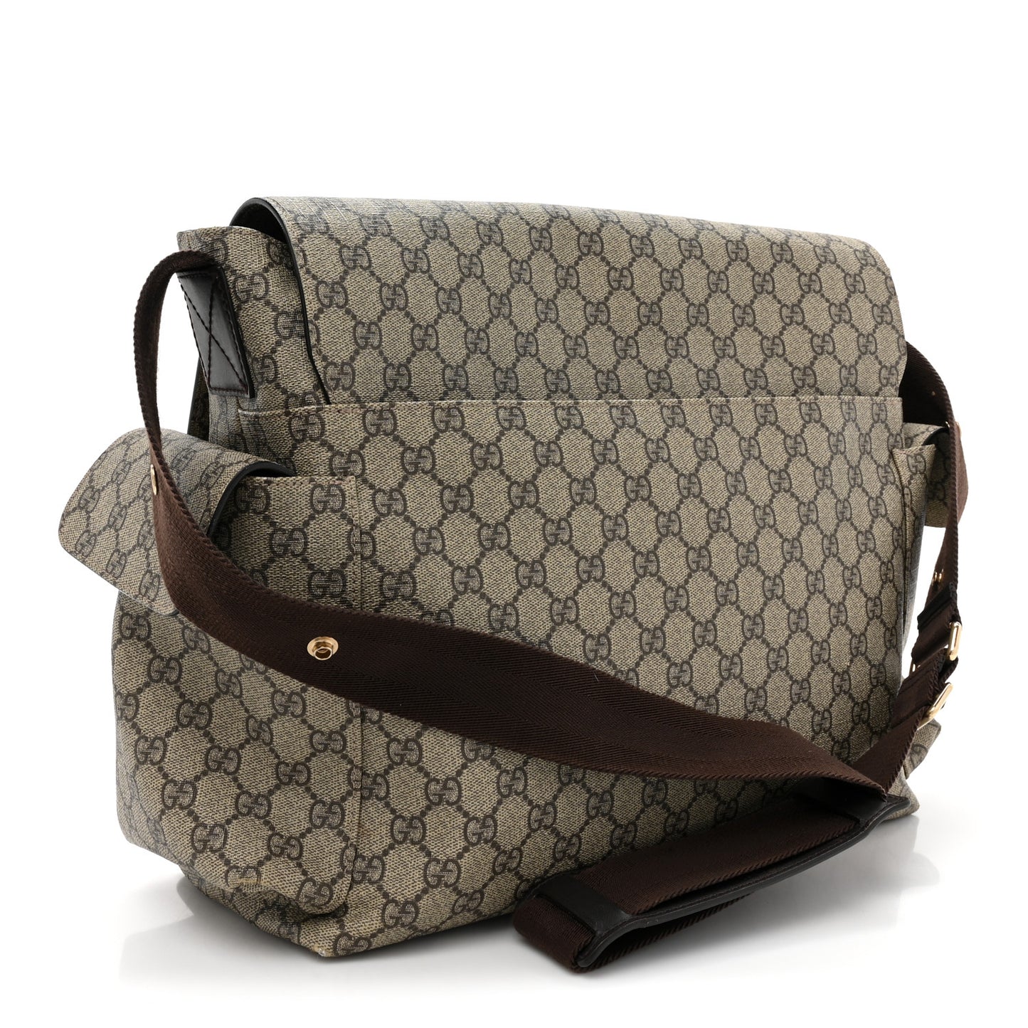 GG Plus Monogram Messenger Diaper Bag Dark Brown