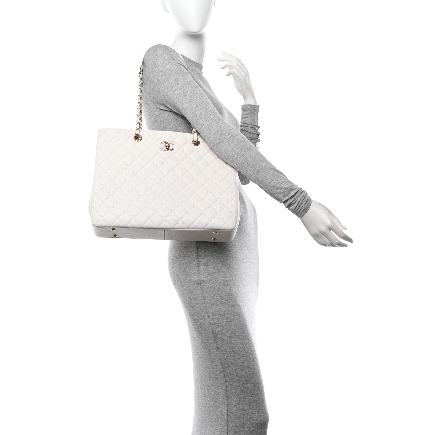 Chanel Caviar Quilted Large Classic Shopping Tote White 2 of 12
