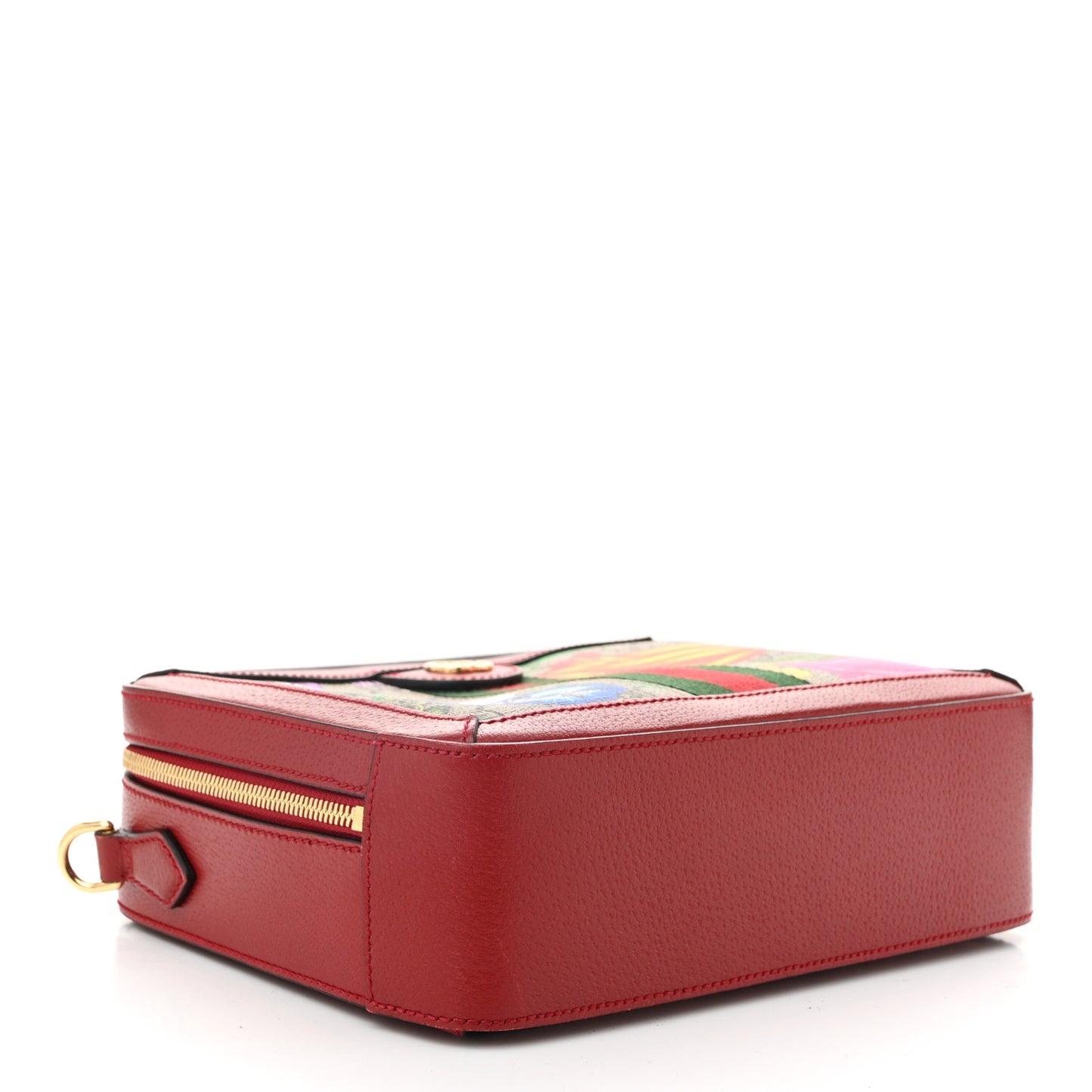 GG Supreme Monogram Flora Web Small Ophidia Top Handle Shoulder Bag Hibiscus Red