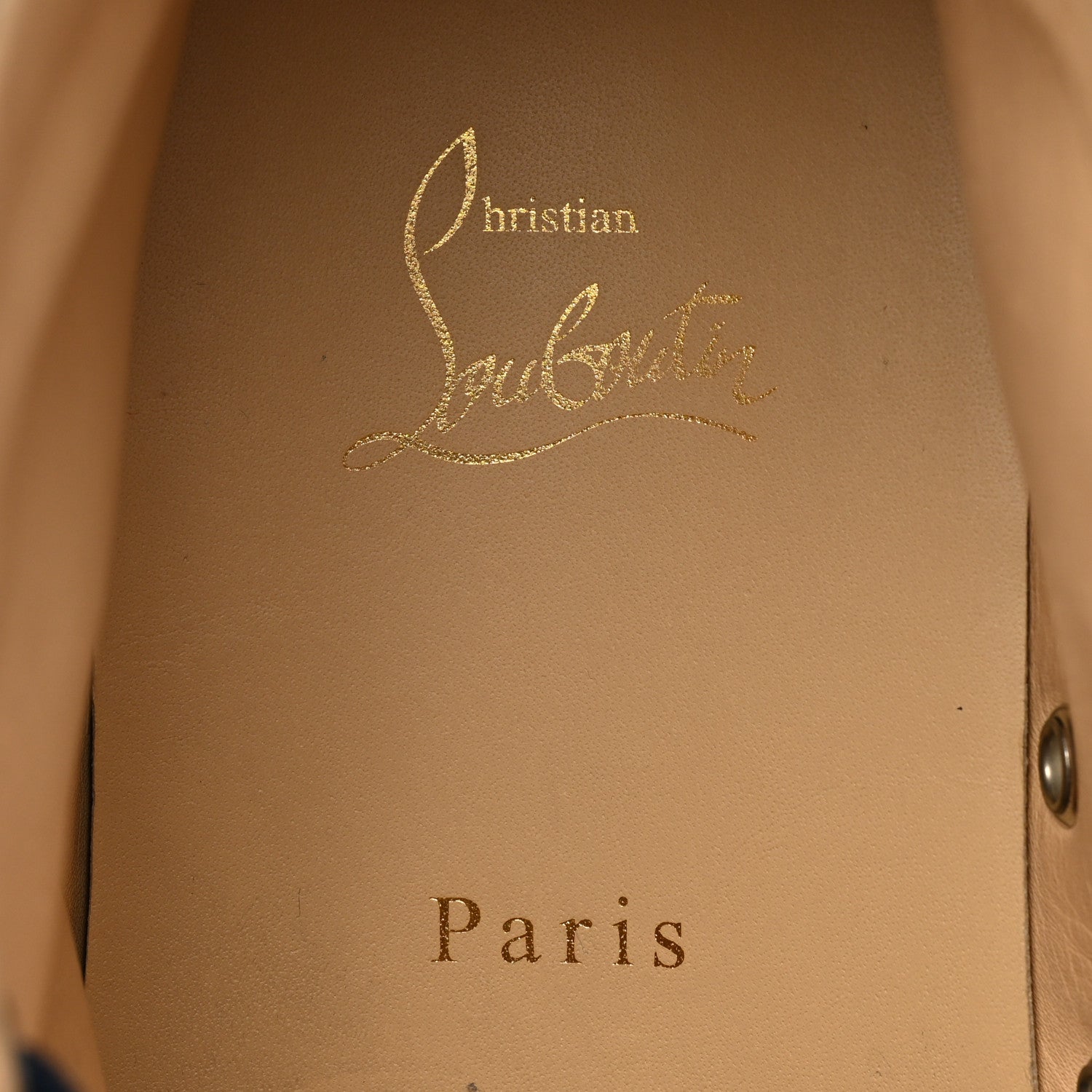 Christian Louboutin Calfskin Mens Louis Spikes Flat Sneakers 44 Navy Black 9 of 14