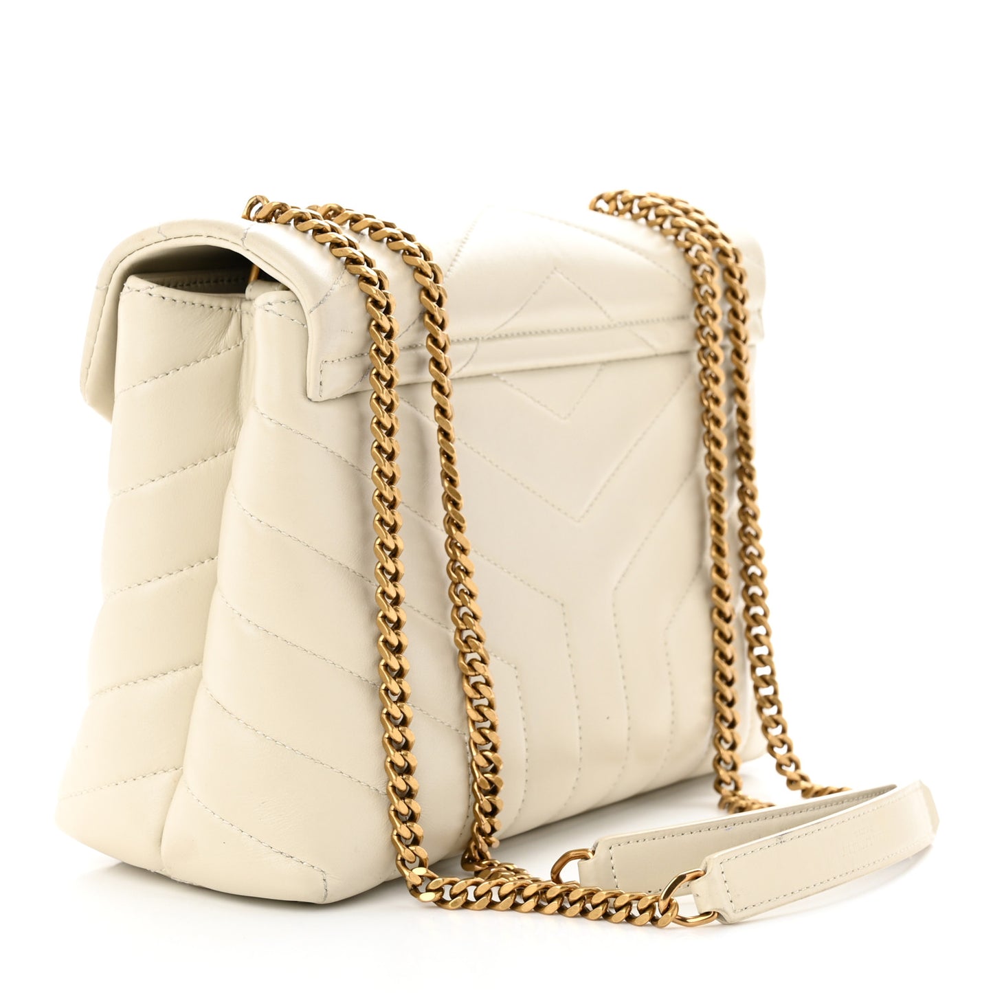 Calfskin Y Quilted Monogram Small Loulou Chain Satchel Blanc Vintage