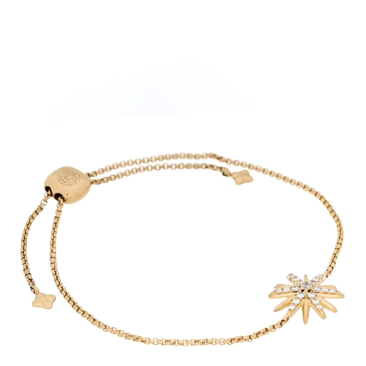 18K Yellow Gold Diamond Starburst Station Chain Bracelet