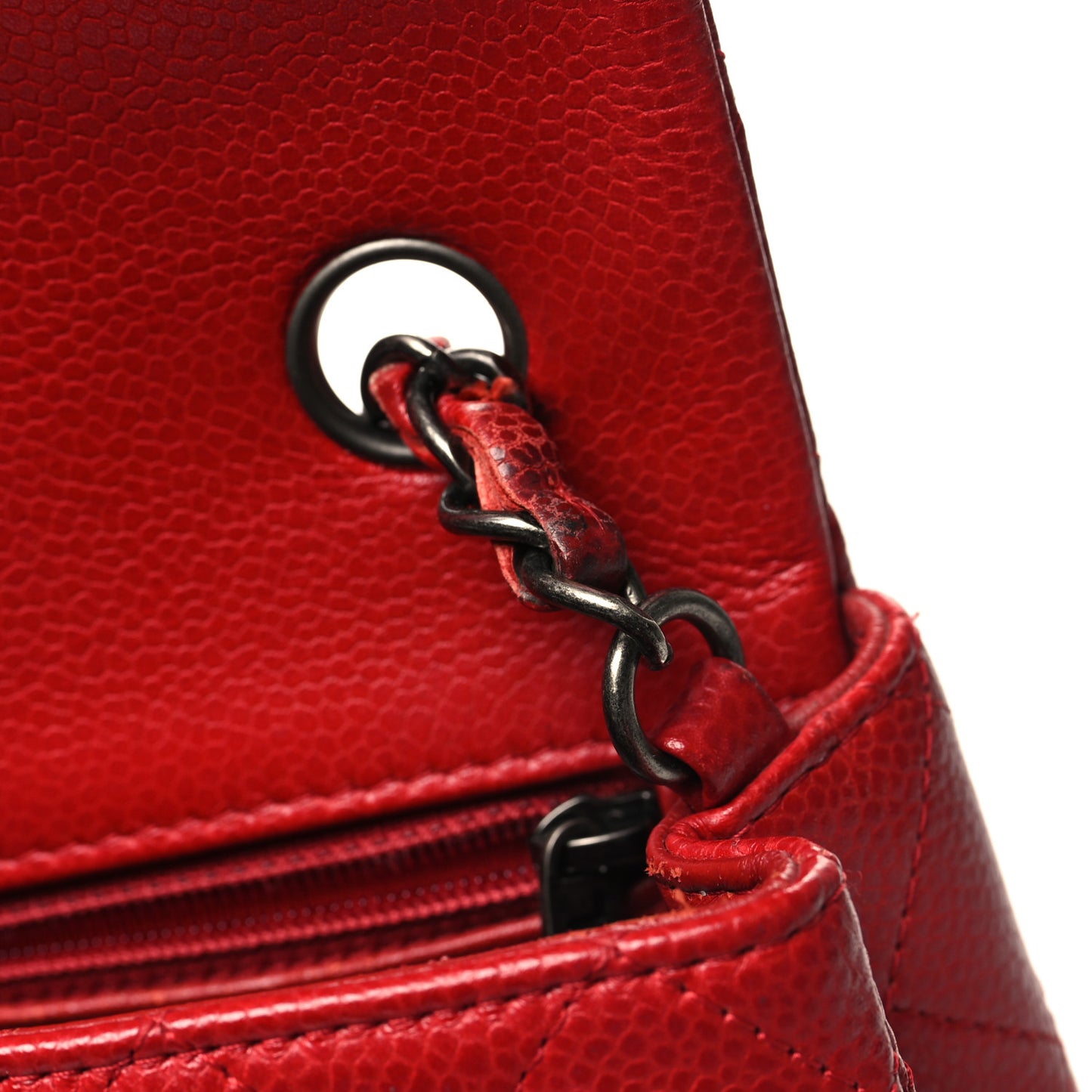 Caviar Quilted Mini Rectangular Flap Red