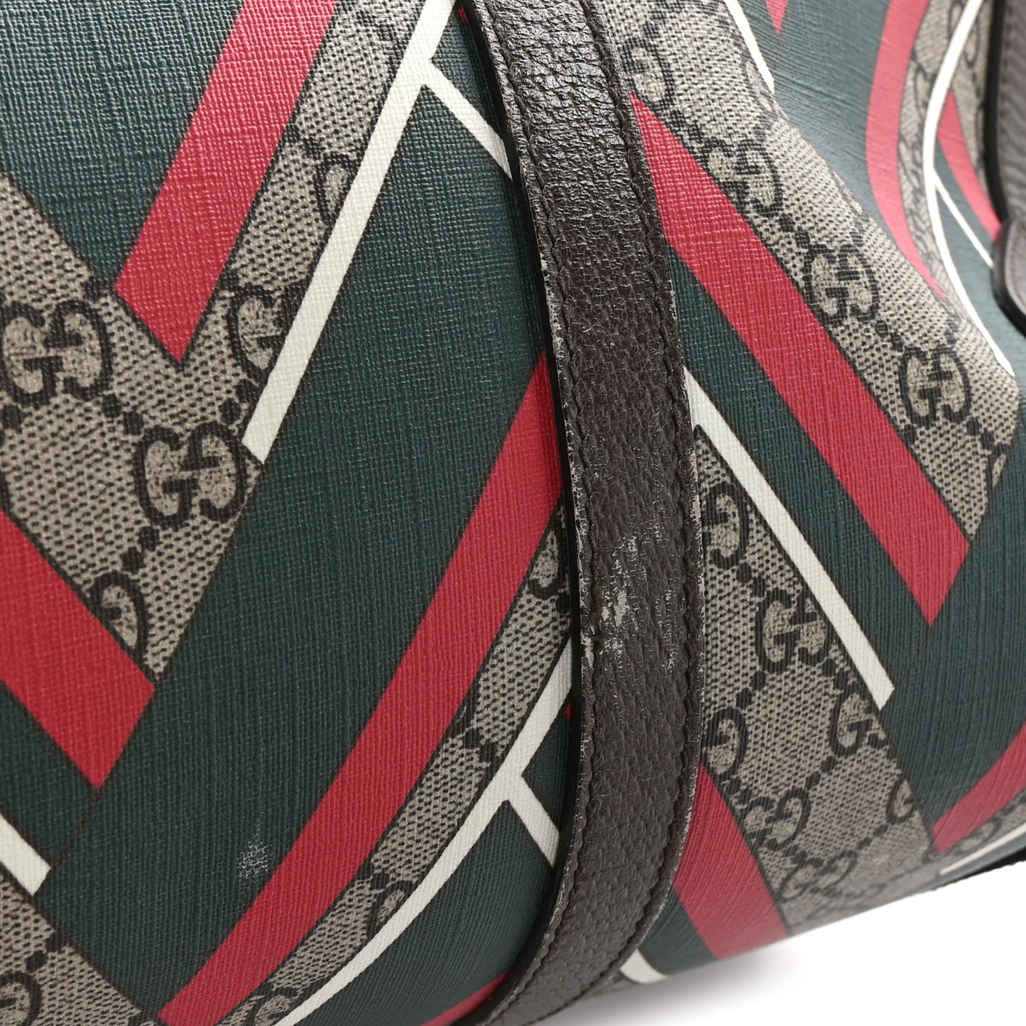 GG Supreme Monogram Chevron Web Medium Duffle Beige Green Red New Acero