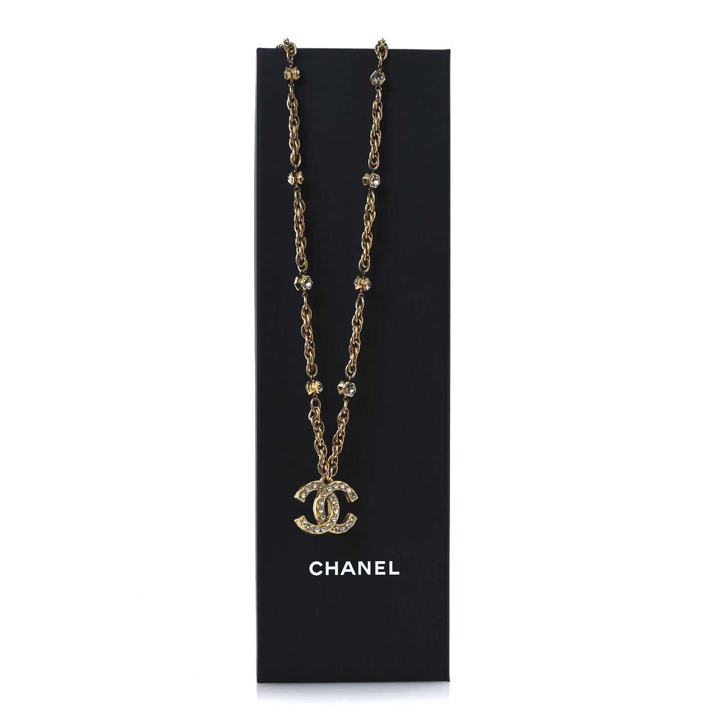 Crystal Hexagon CC Necklace Gold