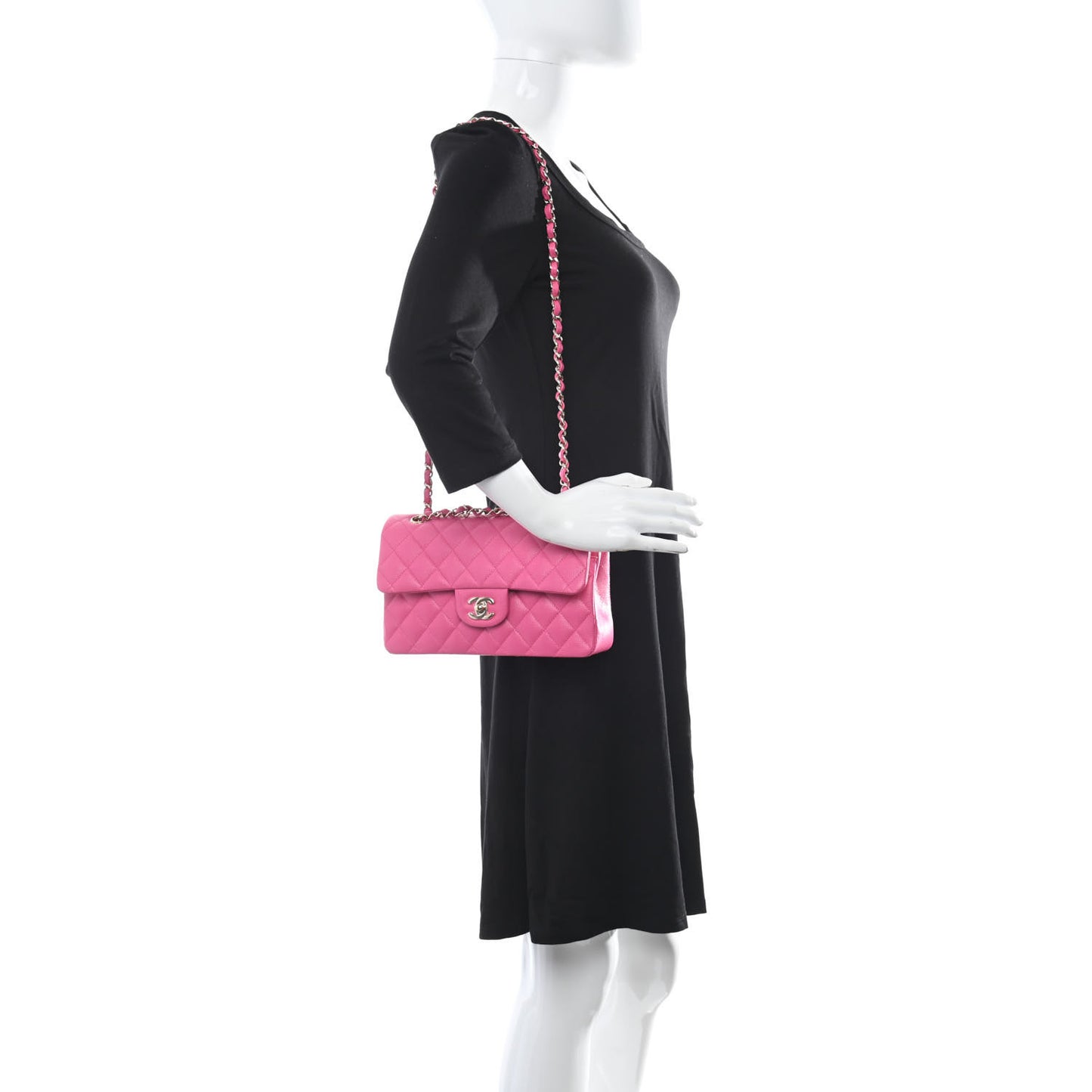 Caviar Quilted Small Double Flap Dark Pink