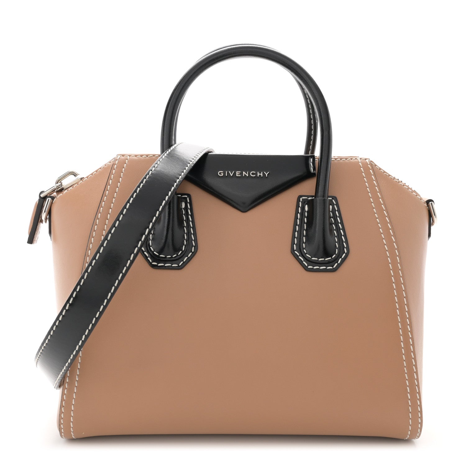 Givenchy Calfskin Small Topstitch Bi-Color Antigona Beige Black 1 of 12