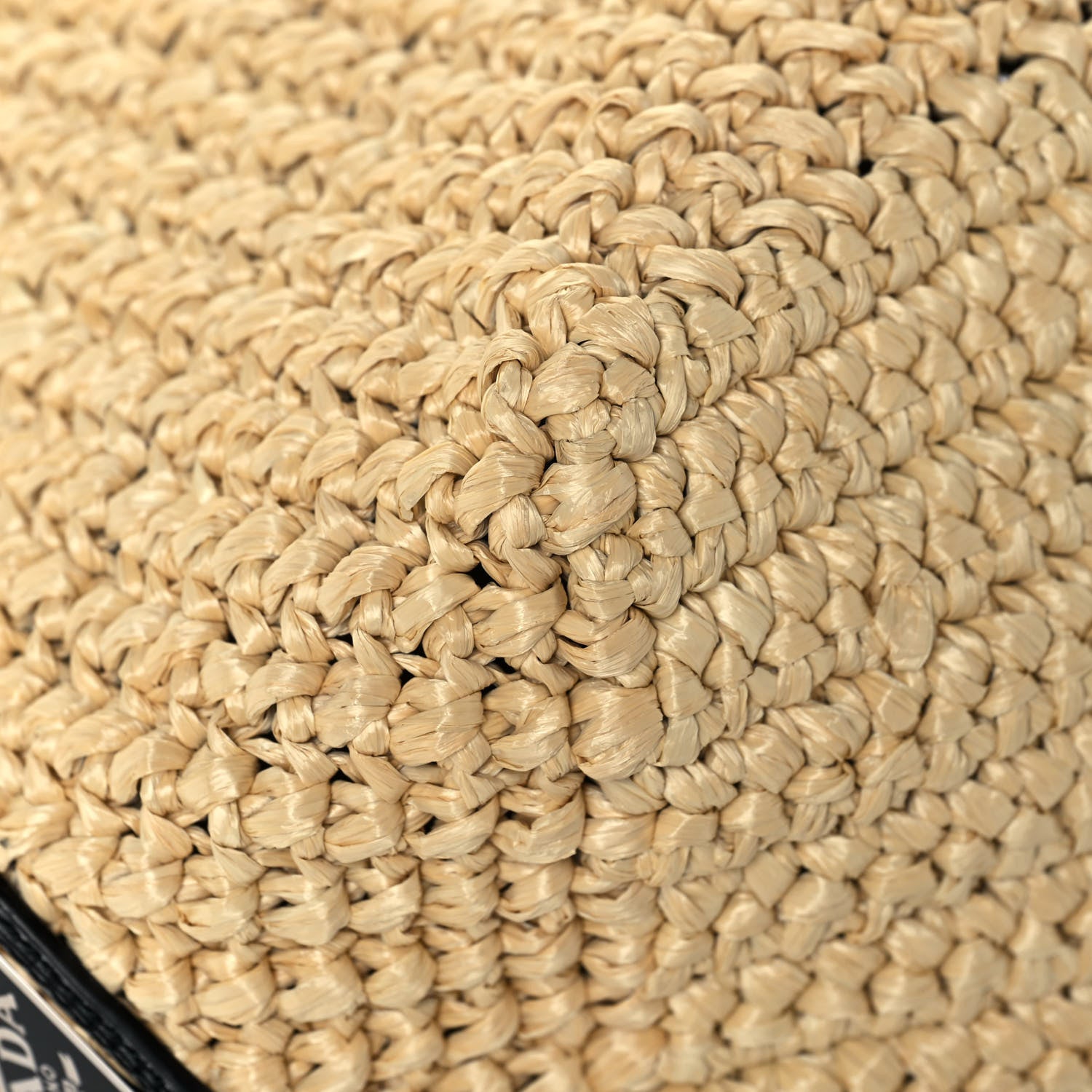 Prada Yarn Raffia Effect Crochet Embroidered Logo Tote Naturale 8 of 11