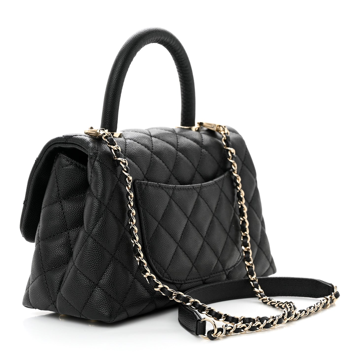 Caviar Quilted Mini Coco Handle Flap Black