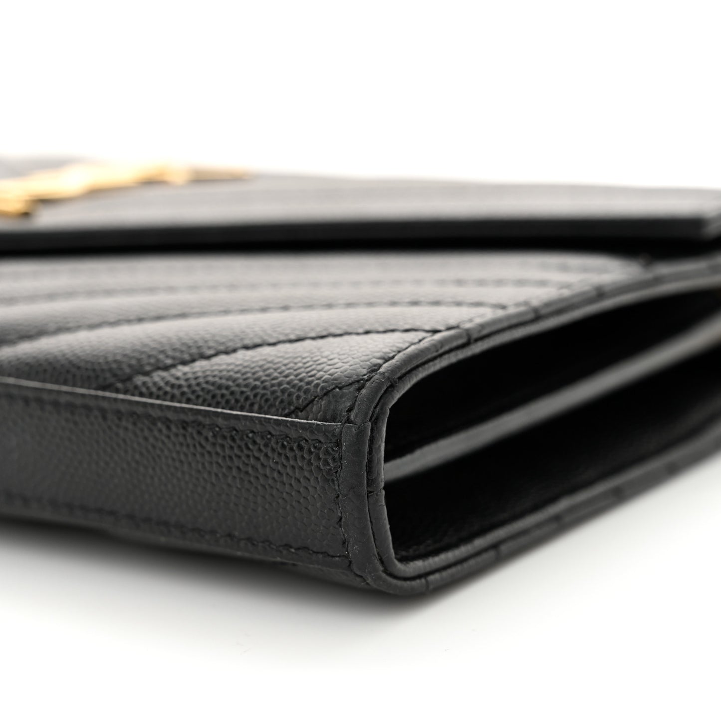 Grain De Poudre Matelasse Chevron Monogram Chain Wallet Black