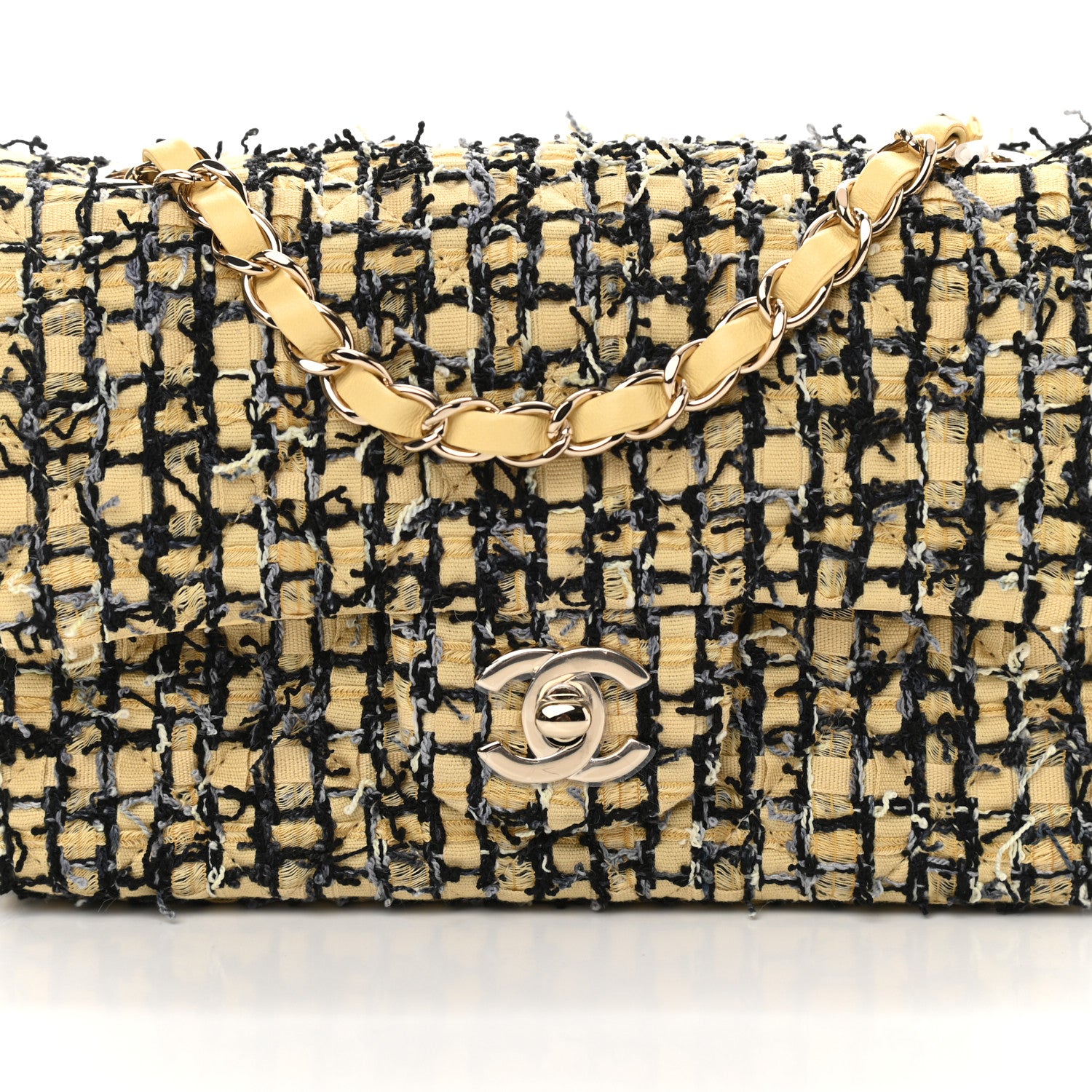 Chanel Tweed Quilted Mini Rectangular Flap Yellow Black 8 of 11