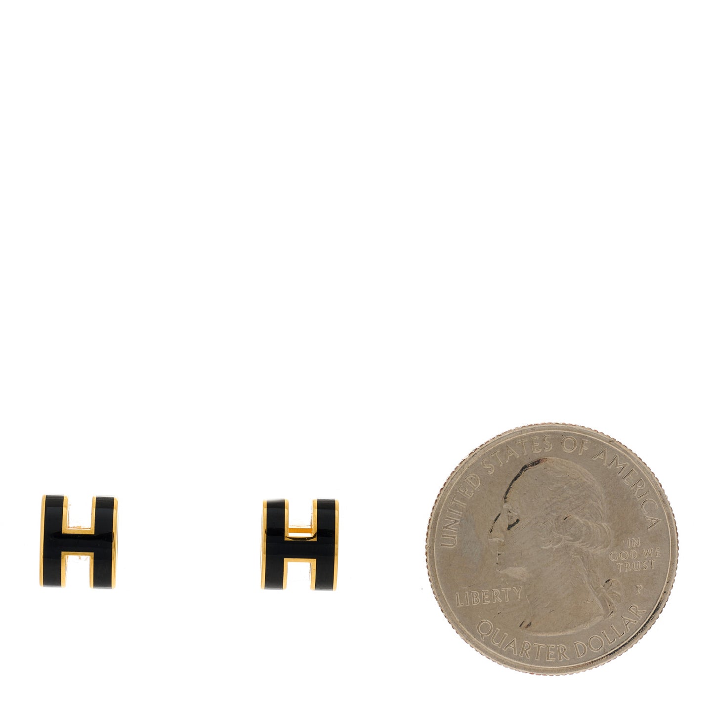 Gold Lacquered Mini Pop H Earrings Black