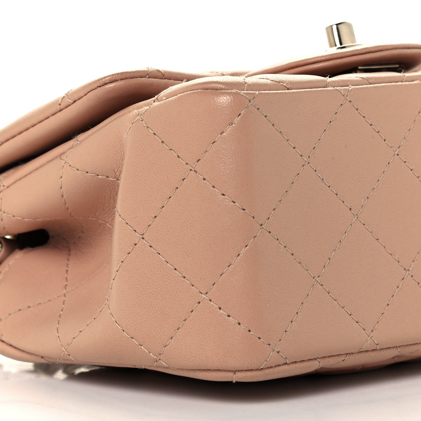 Lambskin Quilted Mini Square Flap Beige