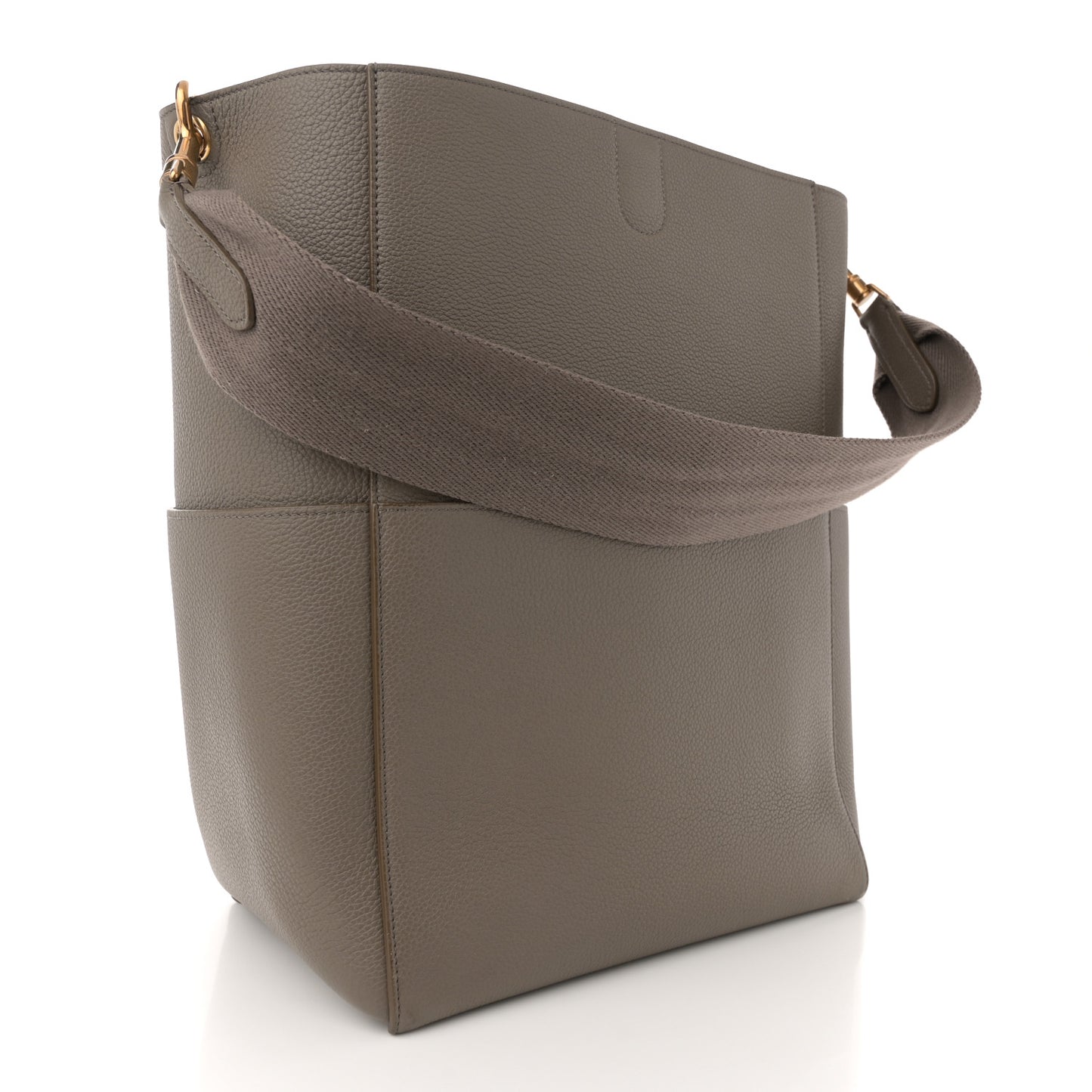 Soft Grained Calfskin Sangle Bucket Bag Taupe