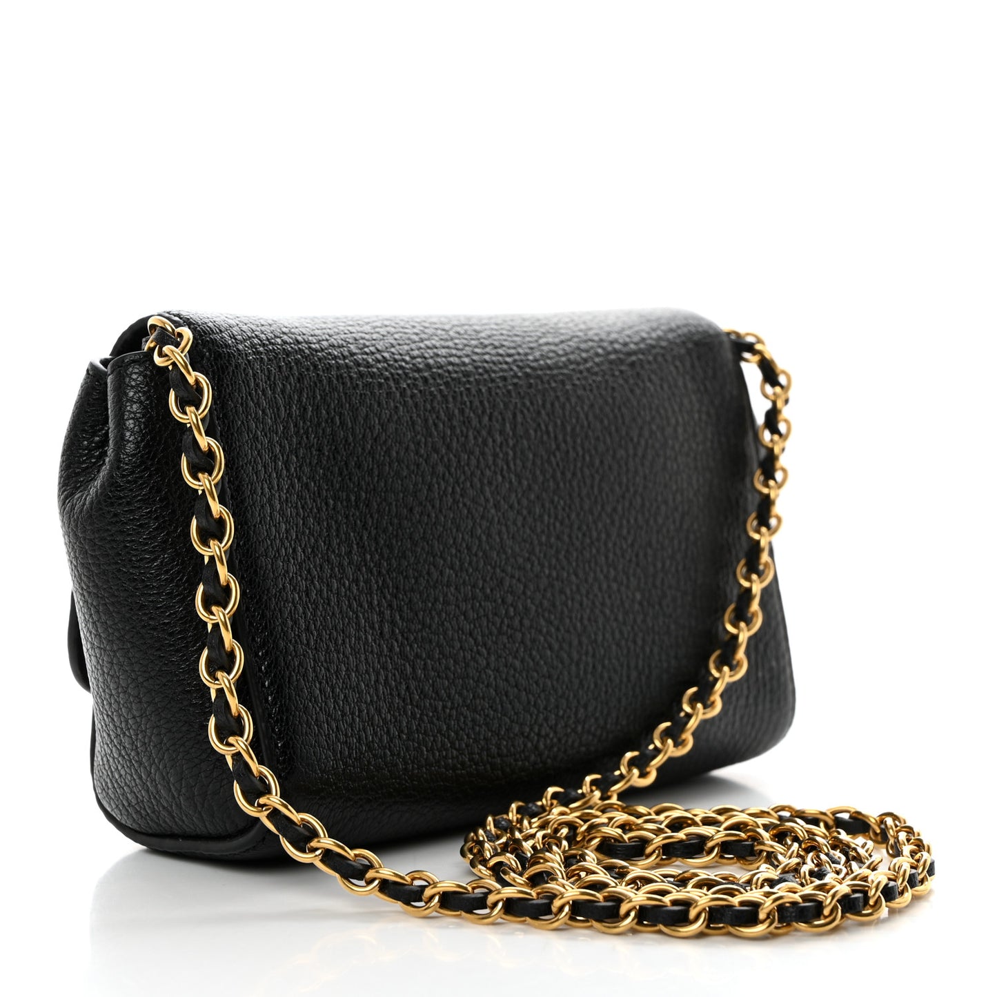 Glossy Goatskin Mini Lily Flap Black