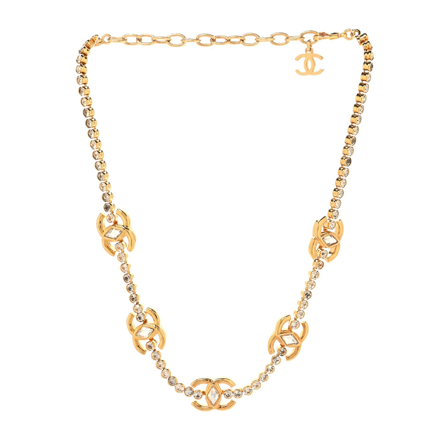 Metal Crystal CC Marquise Choker Gold