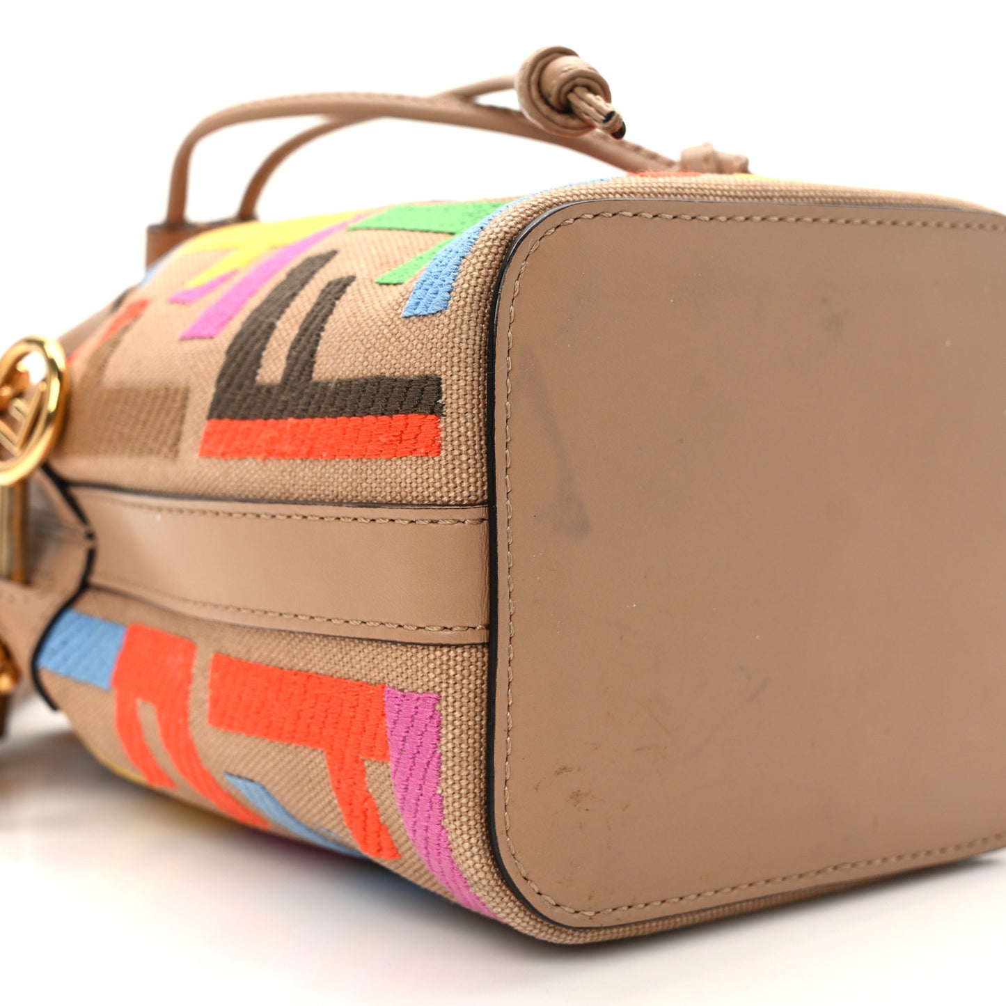 Canvas Vitello King F is Fendi FF Multicolor Embroidered Mini Mon Tresor Bucket Bag Multicolor Cuoio