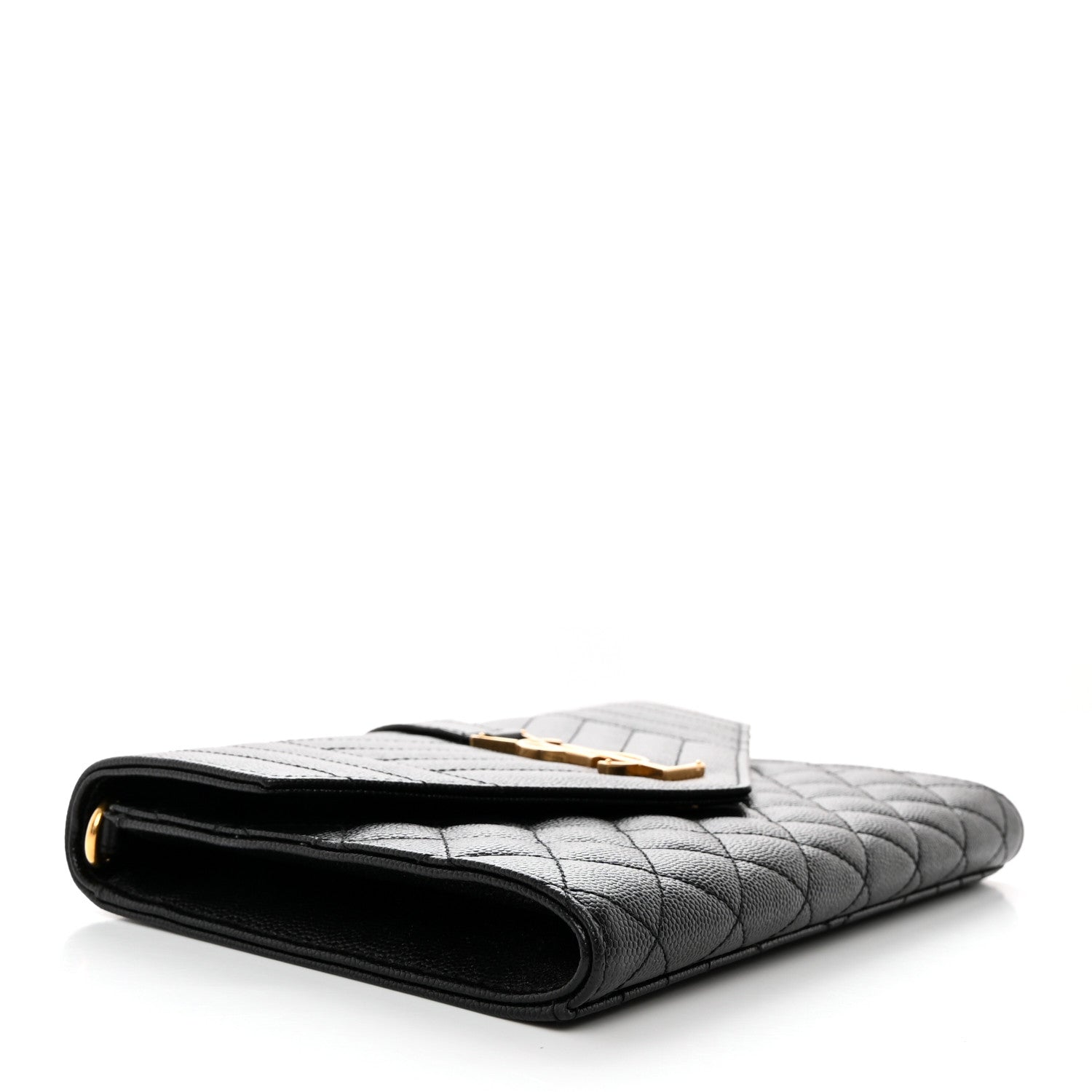 Saint Laurent Grain De Poudre Textured Mixed Matelasse Triquilt Monogram Clutch Black 4 of 11