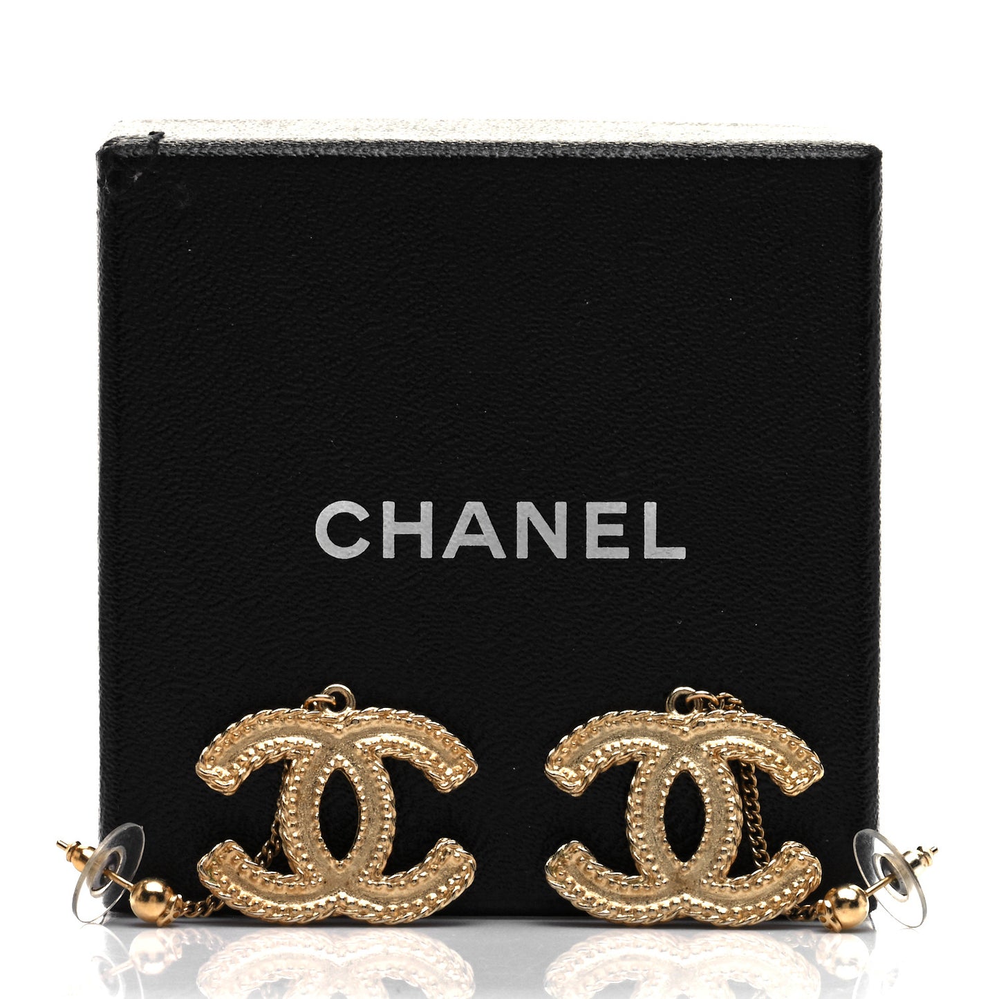 CC Drop Earrings Matte Gold