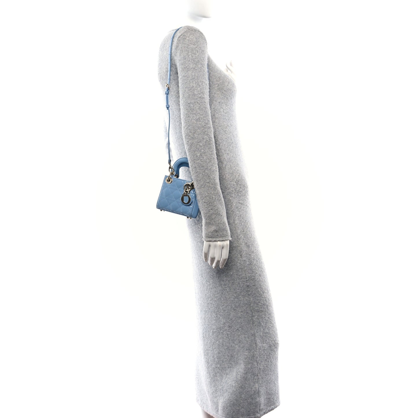 Patent Cannage Micro Lady Dior Cornflower Blue