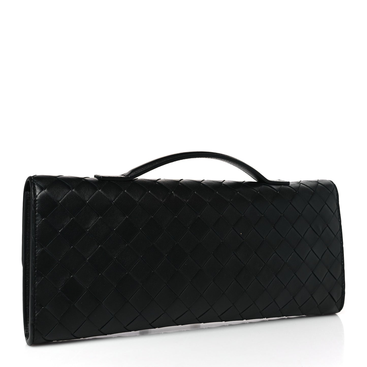 Nappa Intrecciato Long Andiamo Top Handle Clutch Black