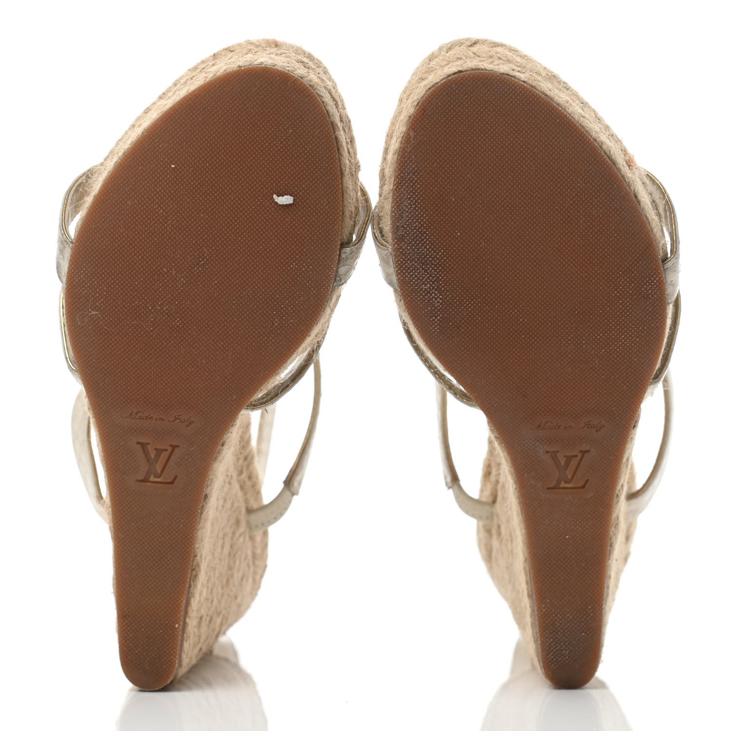 Snakeskin Metallic Bahamas T-Strap Espadrille Wedge Sandals 36 White